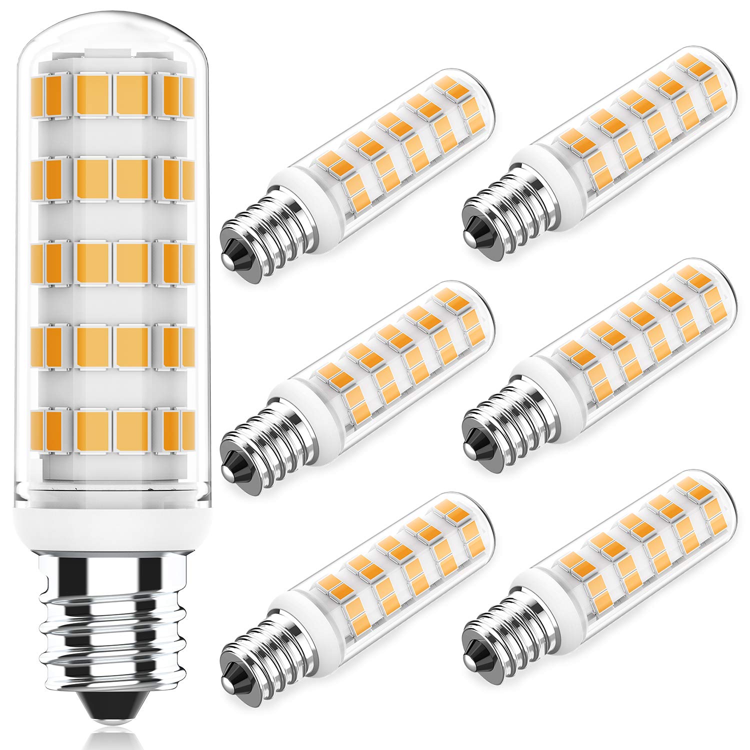 YUIIP E12 LED Bulb 6W Candelabra Bulbs Equivalent to 50W 60W Halogen, Warm White 3000K 120V E12 LED Light Bulbs for Ceiling Fan, Chandelier, Non-dimmable, 6 Pack