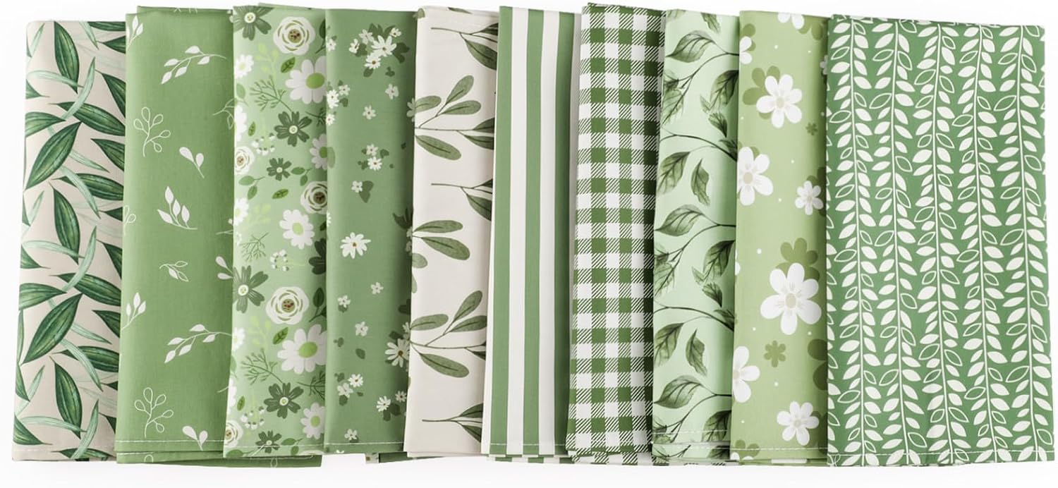 10 Pcs Sage Green Cotton Cloth Napkins, 40 x 40 cm Floral Fabric Napkins