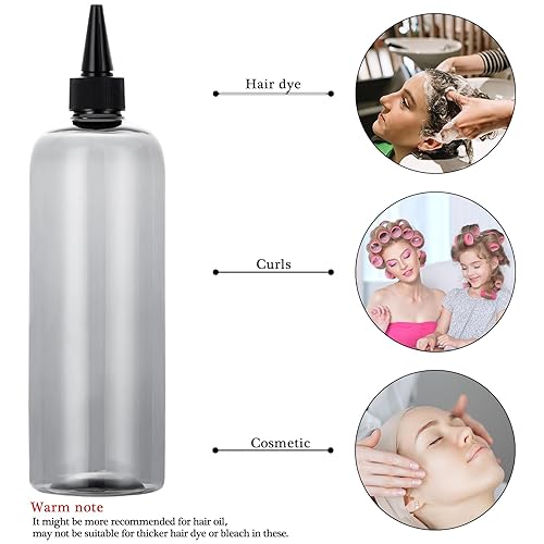 Miniatura 4 de sdoot Botella aplicadora para el cabello, botella aplicadora de color de cabello de 16.9 onzas, paquete de 2 botellas de aceite transparentes para