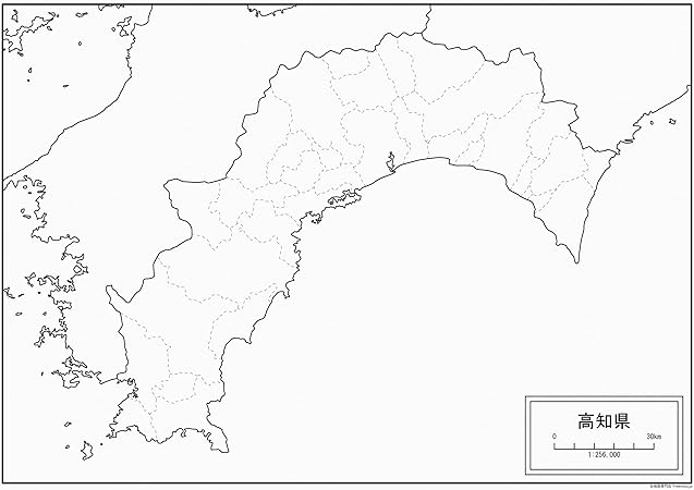 Amazon 高知県の白地図 A1サイズ 2枚セット 地図 文房具 オフィス用品