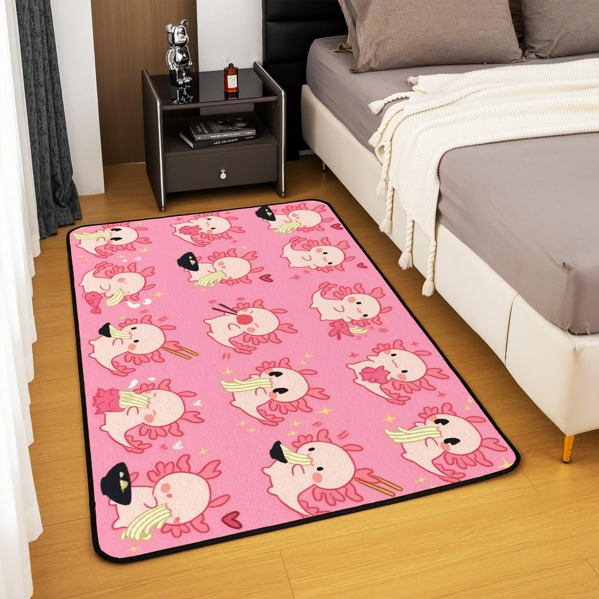 Loussiesd Lustige Axolotl Teppich 150x200cm Nette Axolotl Fisch Geschenke für Kinder Jungen Mädchen Modern Teppich Ultra weiche Axolotl gezogen Nudeln Muster Wohnzimmerteppich Küchenteppich