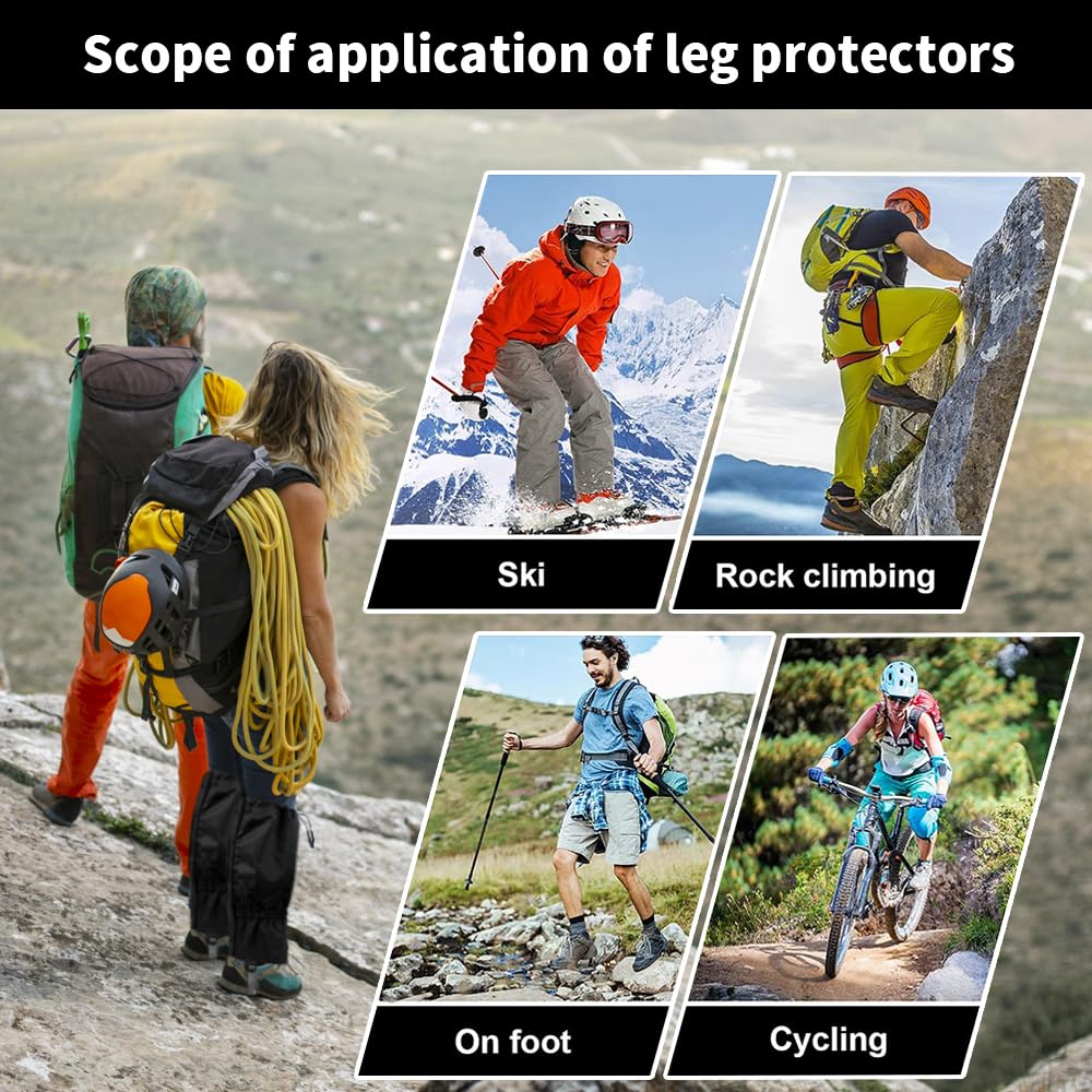 Ghette Impermeabili Unisex 40 Cm - Per Escursionismo, Arrampicata E Neve, Nero - Foto 4