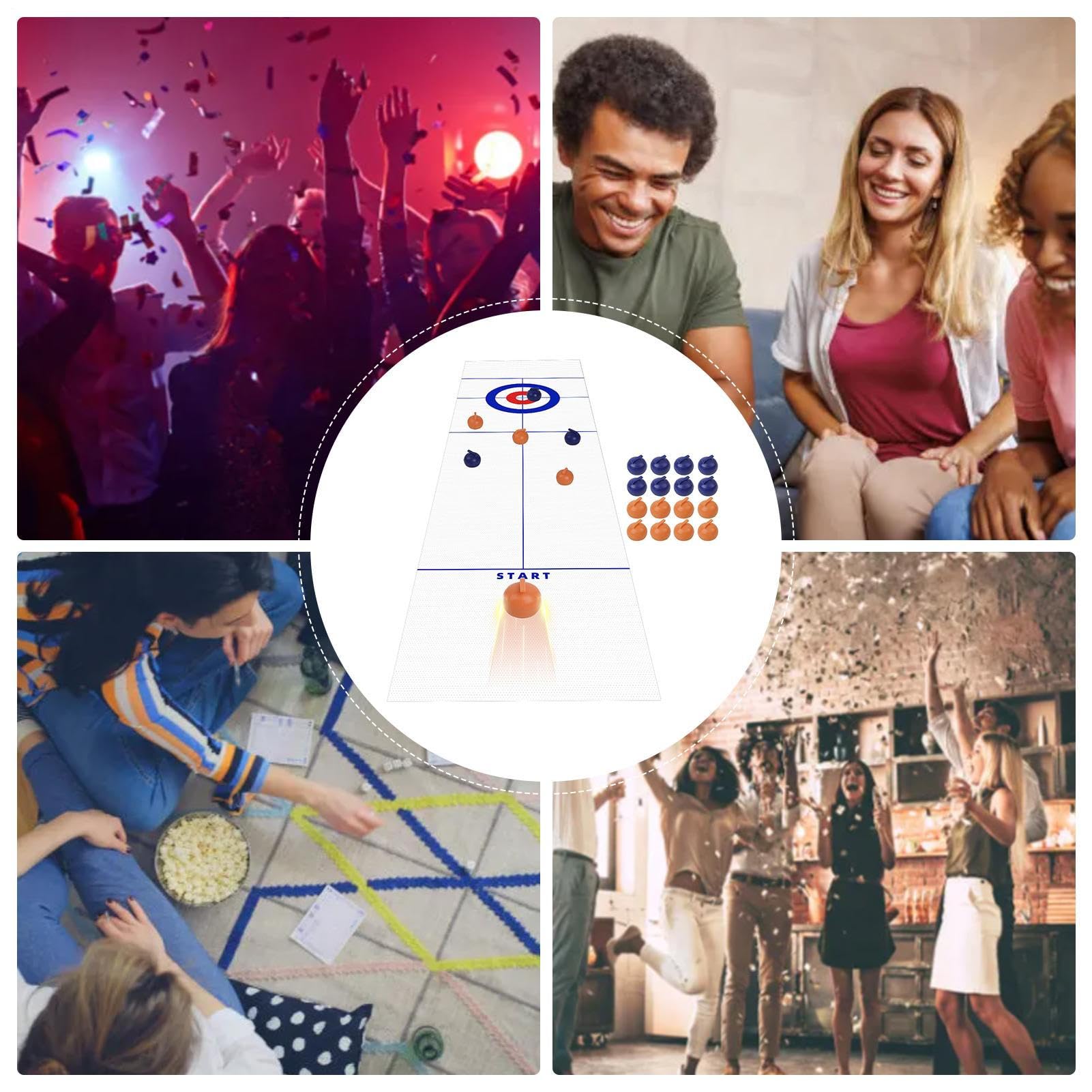 Générique Curling de – Mini Gioco Sportivo di Pellet, Kit di Gioco da Scrivania Indoor | Tappetino Attività Familiare Multifunzionale da 53 x 10 Pollici per Intrattenimento Tempo Libero a Casa con Uno