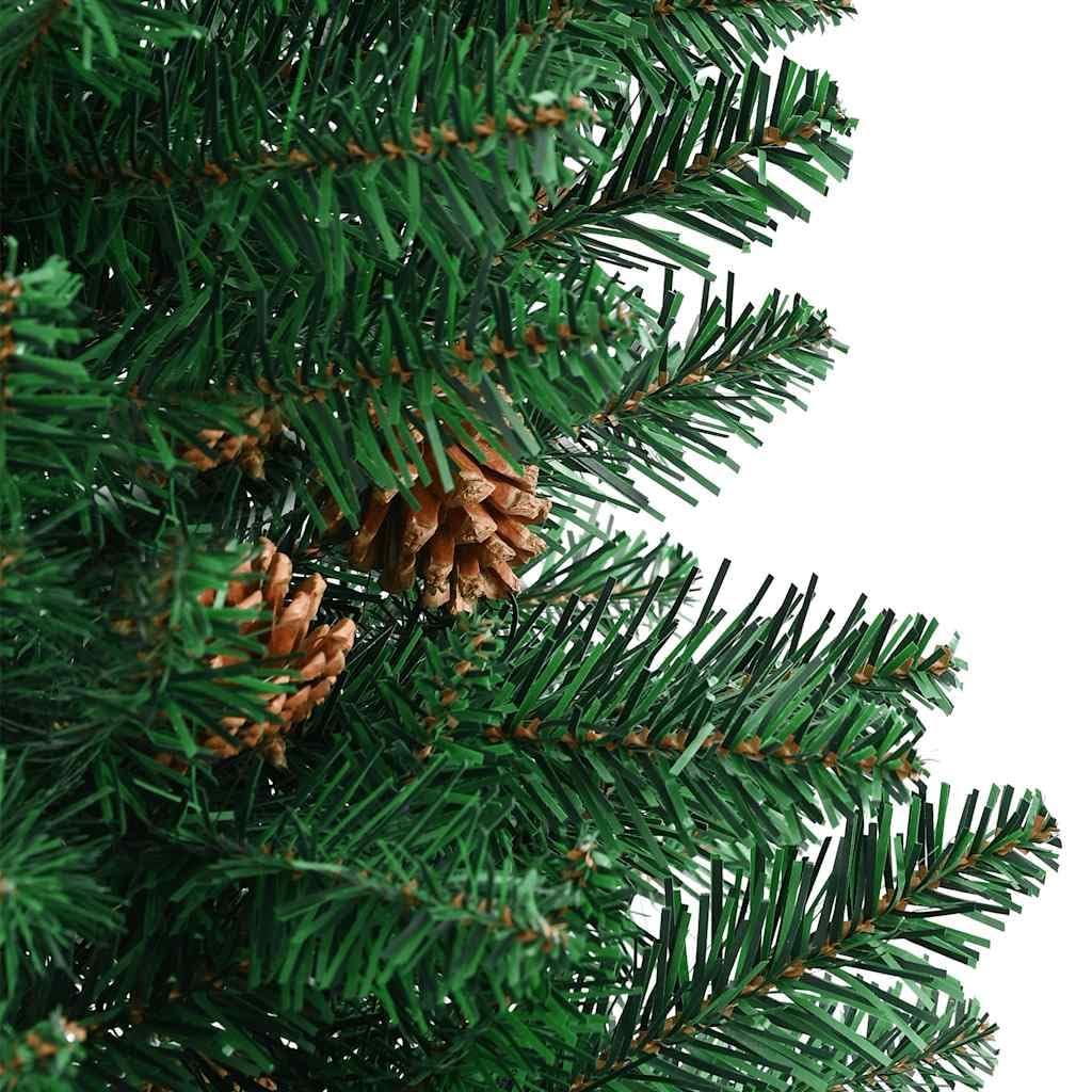 Árbol de Navidad artificial de 150 cm con piñas de PVC, madera de pino maciza y acero con recubrimiento en polvo, para interior y exterior protegido