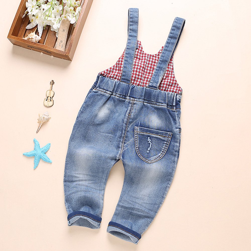 KIDSCOOL SPACE Salopette en jean pour bébés et petites filles, salopette de travail en jean, bleu clair