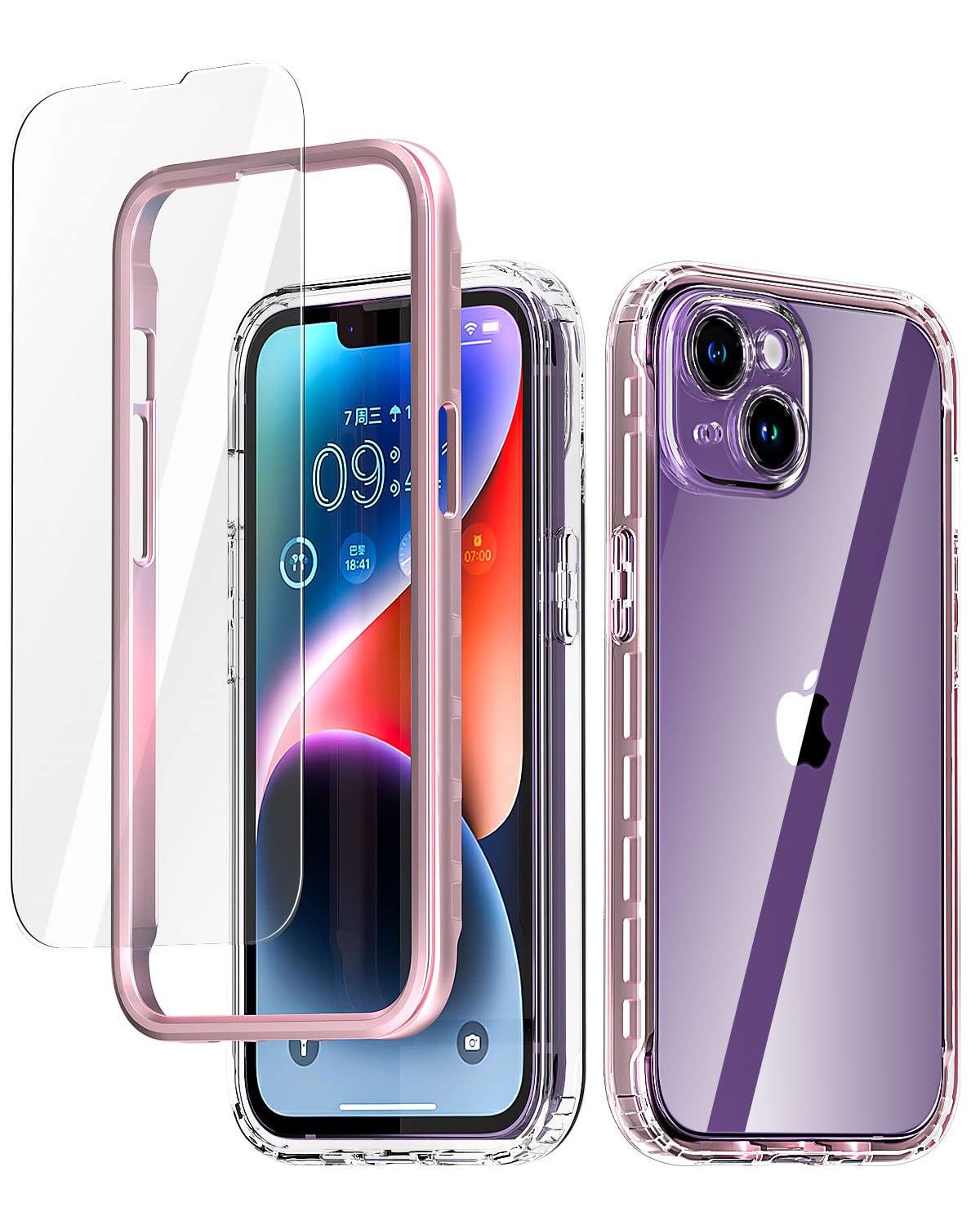 AICase for iPhone 14 Case Clear Full Body Rugged with [Tempered Glass Screen Protector] Bumper Slim Soft Silicone Heavy Duty Protection Shockproof Cover for iPhone 14 Case 6.1" 2022_4