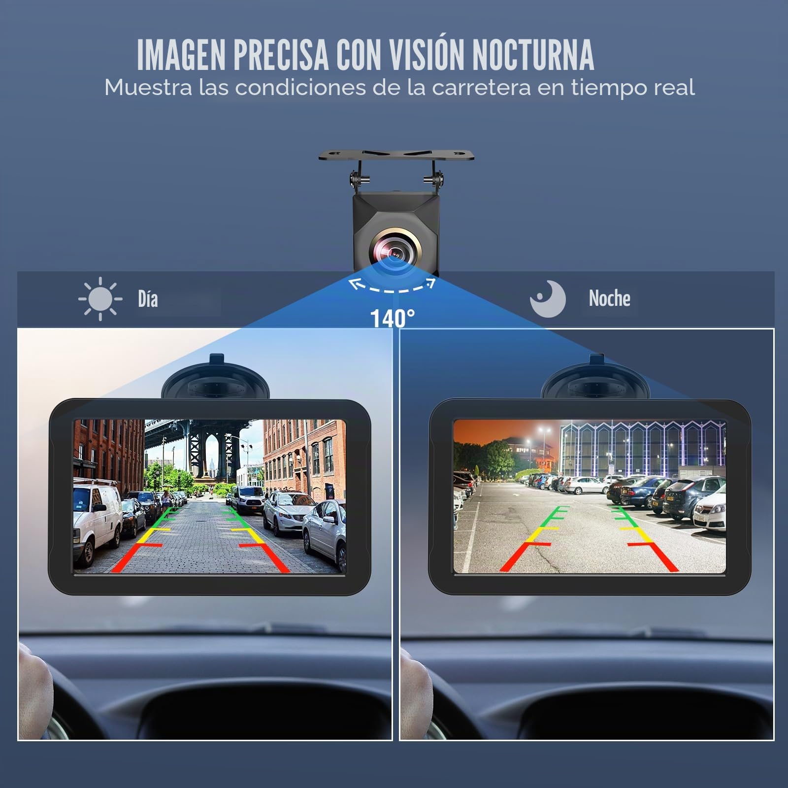 PARKVISION Kit Marcha Atrás 7" Cableado Coche 12V | LCD nítido, líneas ajustables, plug-play mechero, señal estable, sin interferencias