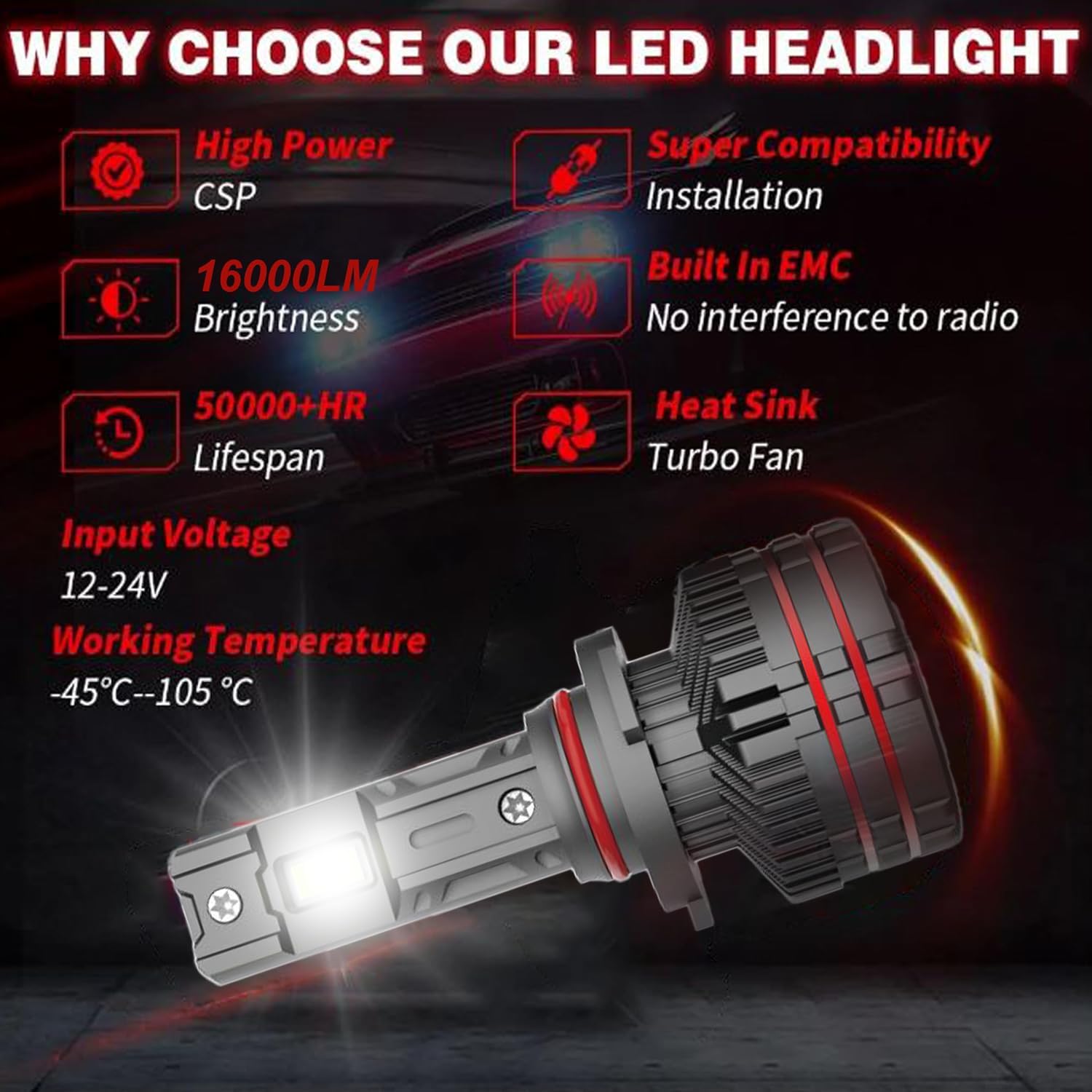 KYNE 300W High Power Premium LED Headlights Bulb – H19/H4 6000K Cool White, 30,000 Lumens Ultra-Bright, IP65 Waterproof with 2 YEAR WARRANTY (2 Year Warranty, H19/H4) - Image 7 thumbnail