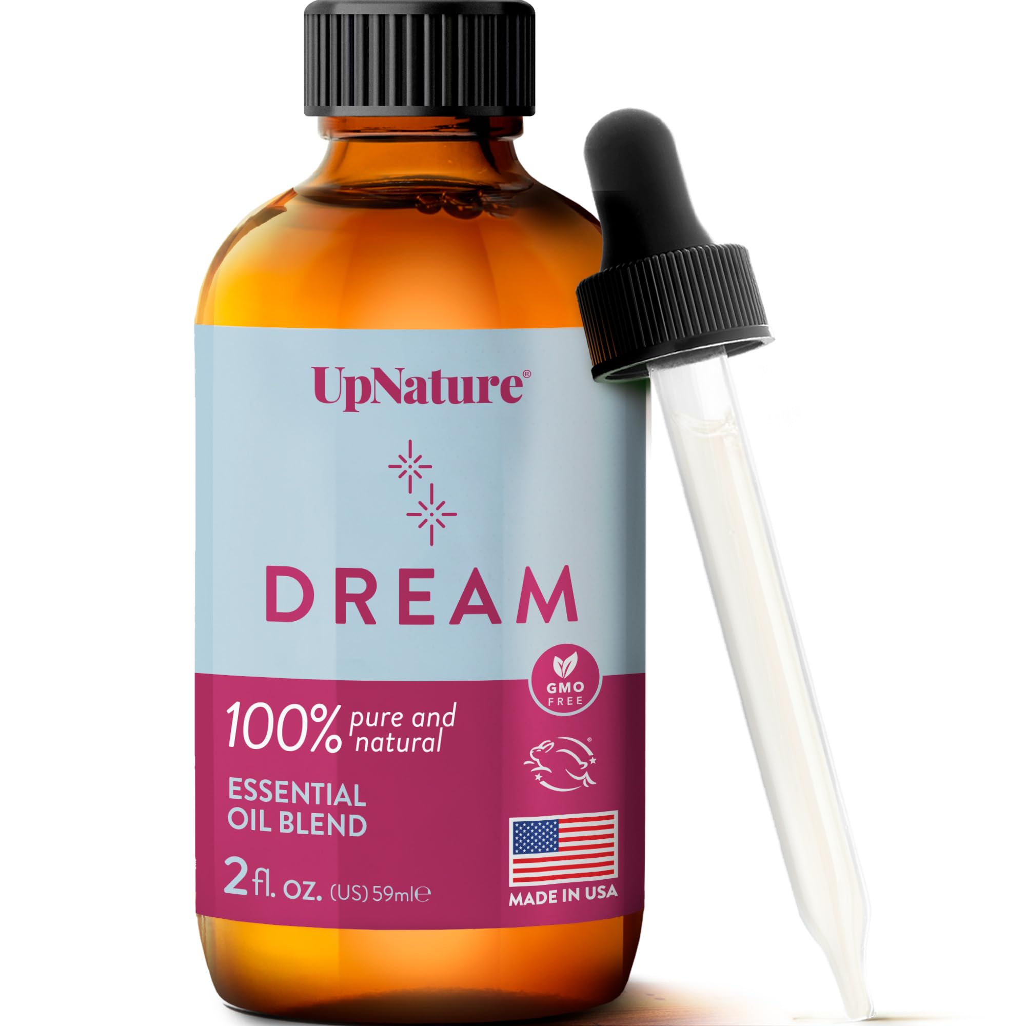 UpNature Dream Sleep Essential Oil - 2 Oz - Sleep Peacefully, Soothing Scent, Calming, Serenity - Undiluted, Non-GMO, Aromatherapy with Dropper