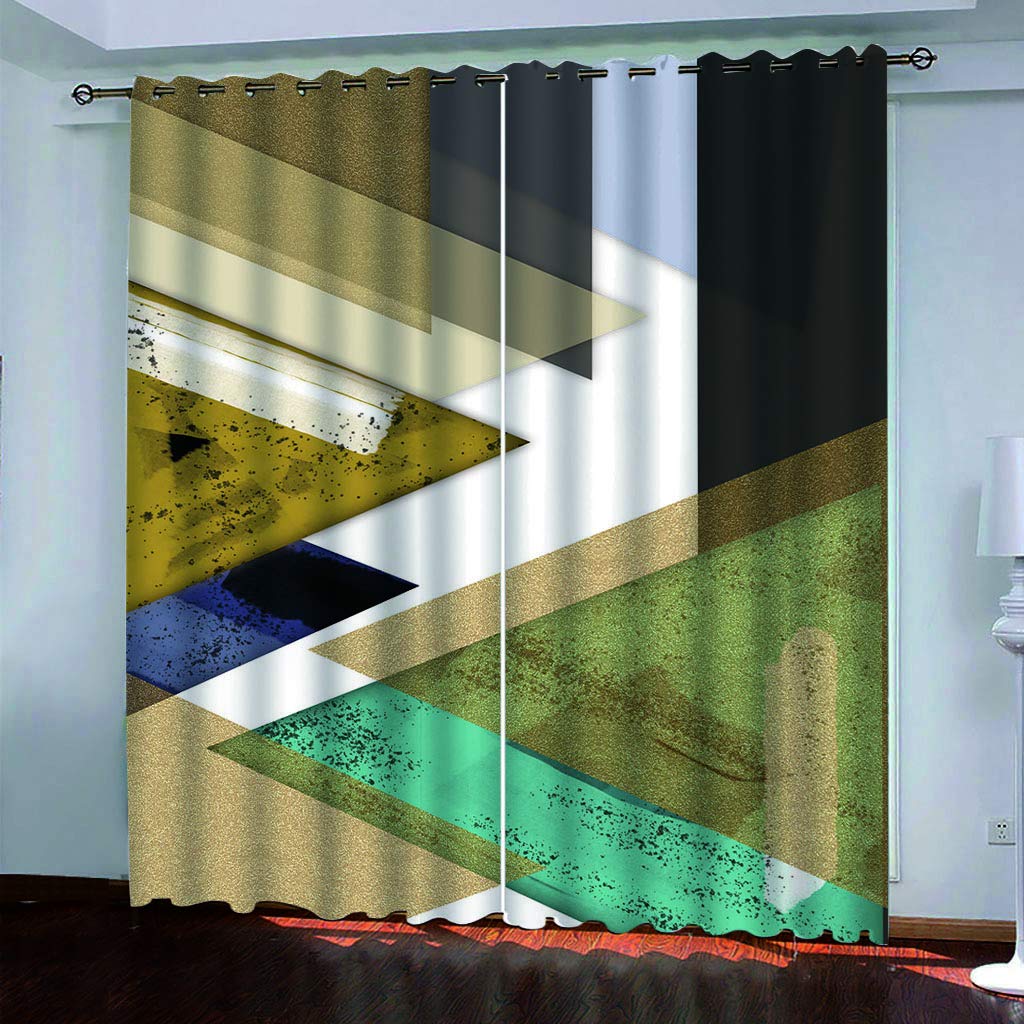 Maynuo Girls Curtains For Bedroom 3D Simple Geometric Printing Eyelet Top Curtain For 62X78inch Kids Window Treatments For Home Decoration Thermal