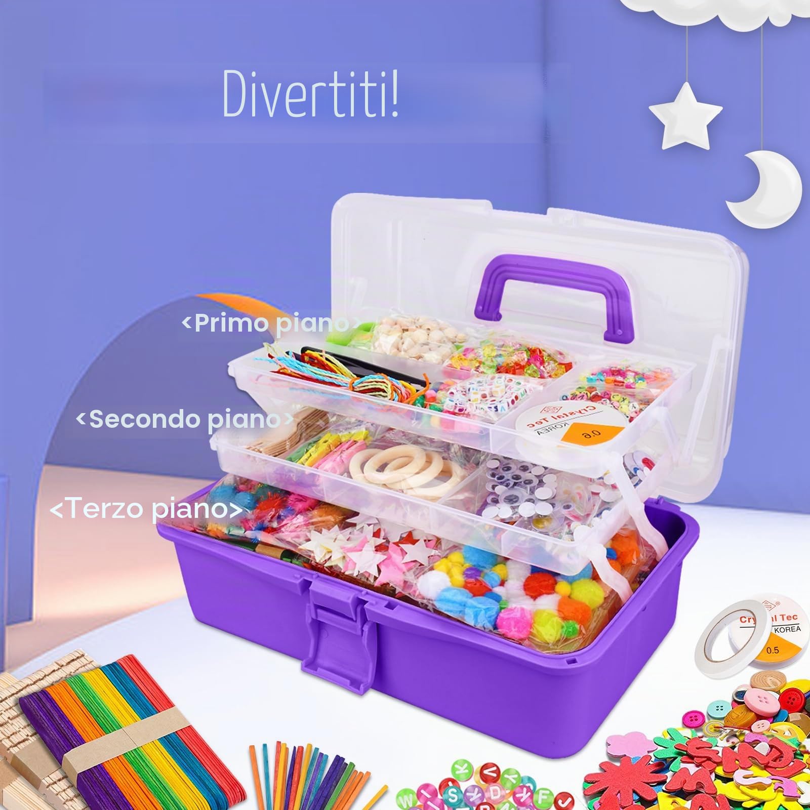 JOTOL Kit Artigianali Fai da Te per Bambini 3100+PCS DIY Art Craft Set