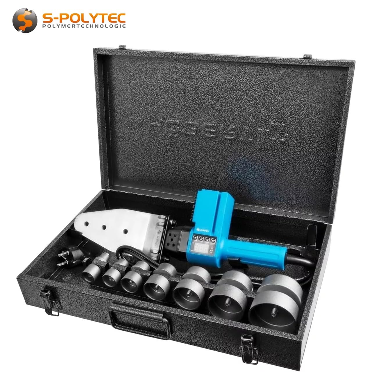 Soldadora profesional para soldadura a tope de PPR, PE, PVC, PP, PB, PPN 16-63 mm, soldador de tubos de plástico en maletín, pantalla digital hasta 300 °C (máquina de soldadura de manguitos, PPR)