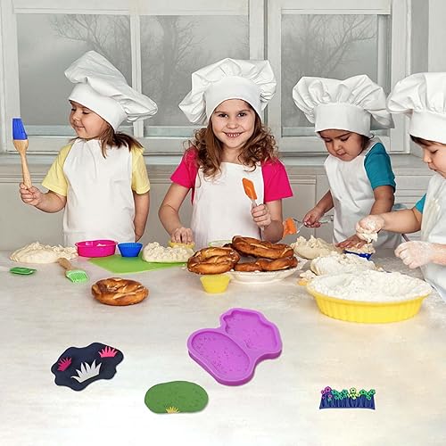 Miniatura 4 de Moldes de silicona para chocolate, 4 paquetes de flores de piedra para decoración de pasteles de jardín, decoración de cupcakes, arcilla, borde de