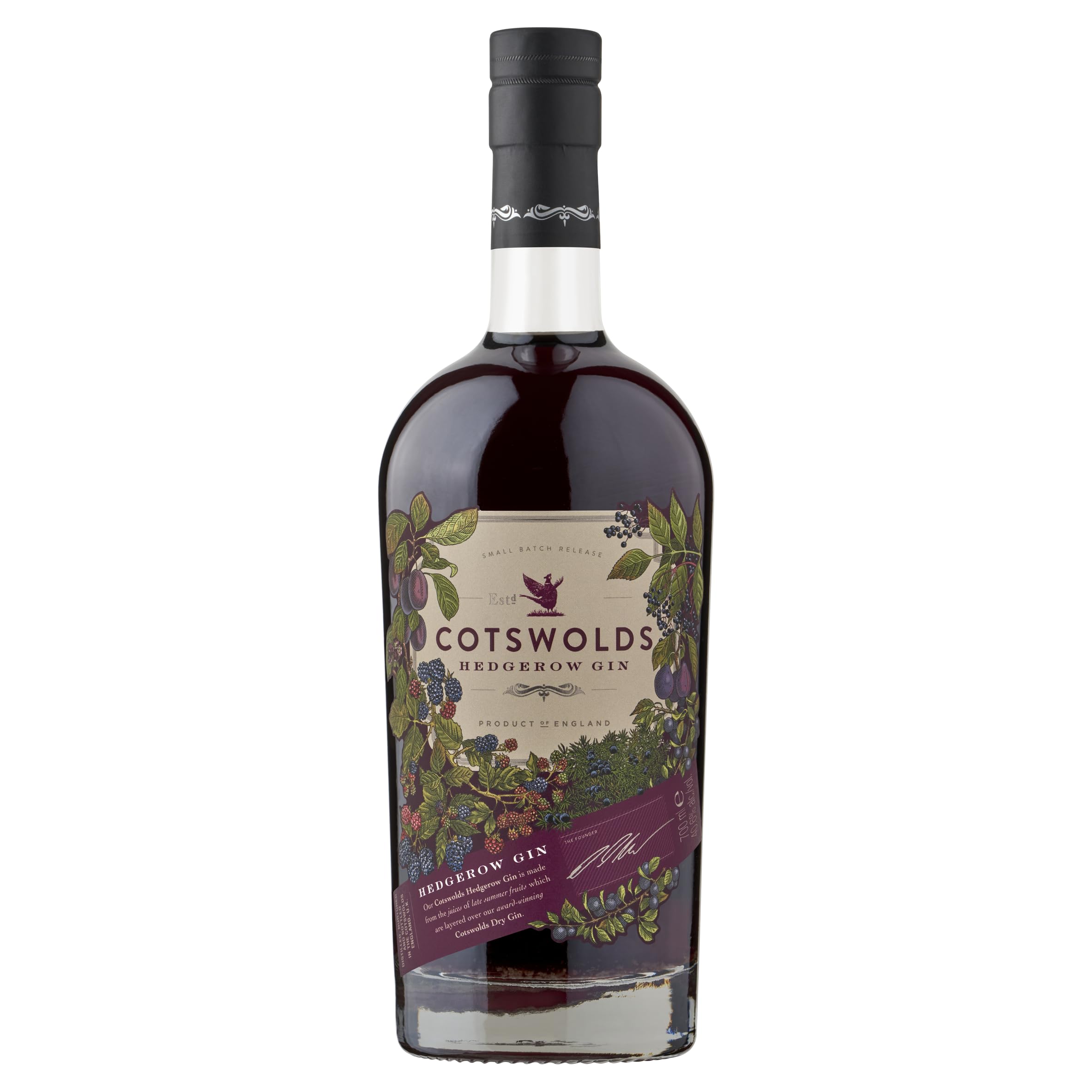 Cotswolds Distillery | Hedgerow Gin | 70cl | 40.6% vol | Award-Winning Cotswolds Dry Gin Flavoured with the Finest Local Fruit and Berries | Bold, Fruity & Fragrant | Perfect with Tonic as a Spritz