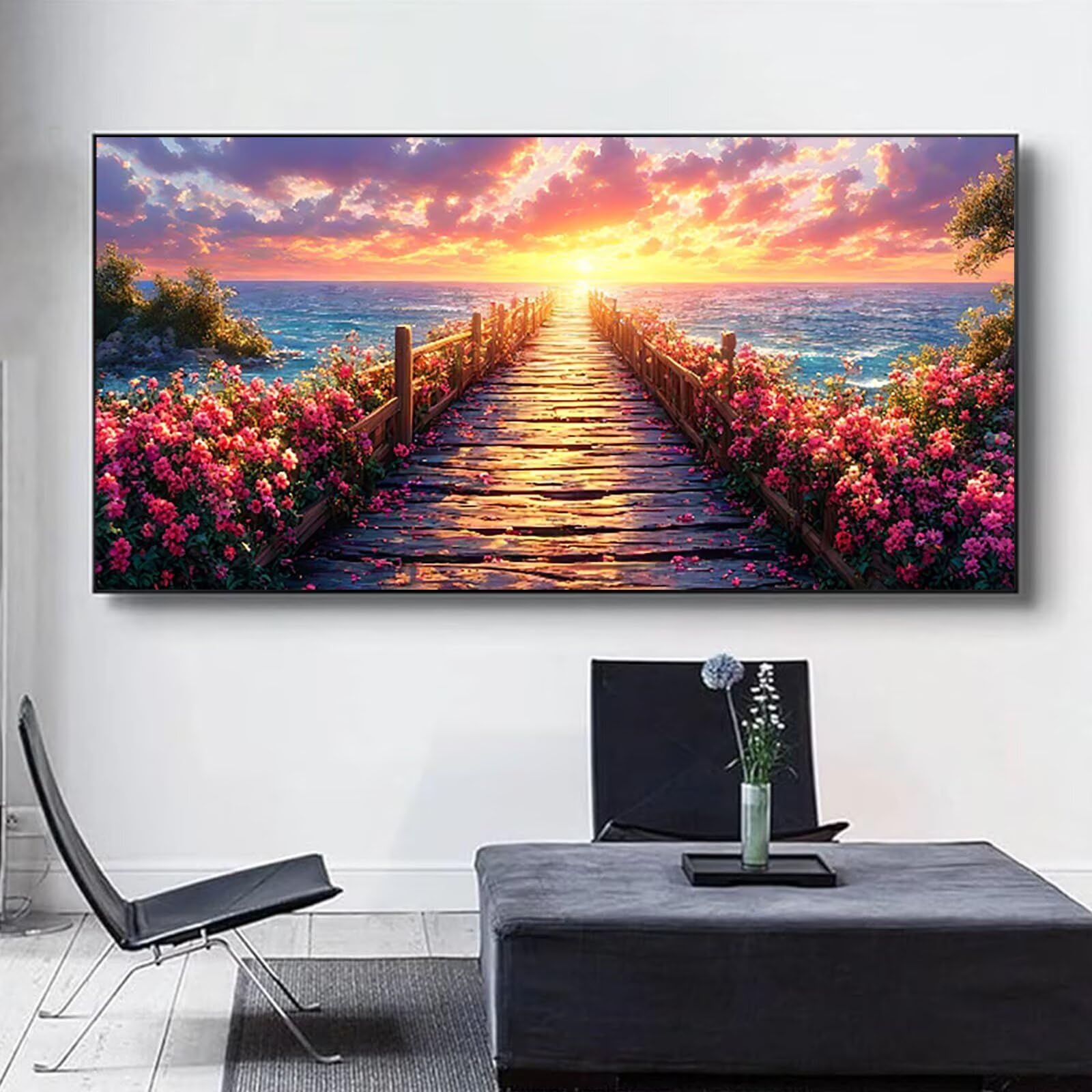 Malen nach Zahlen Kinder Blume, Malen Nach Zahlen Erwachsene Geschenke Home Wand Dekor Bastelset, Malen nach Zahlen Sonnenuntergang | Malen nach Zahlen Ohne Rahmen (60x120cm) Bastelset Erwachsene 8-1