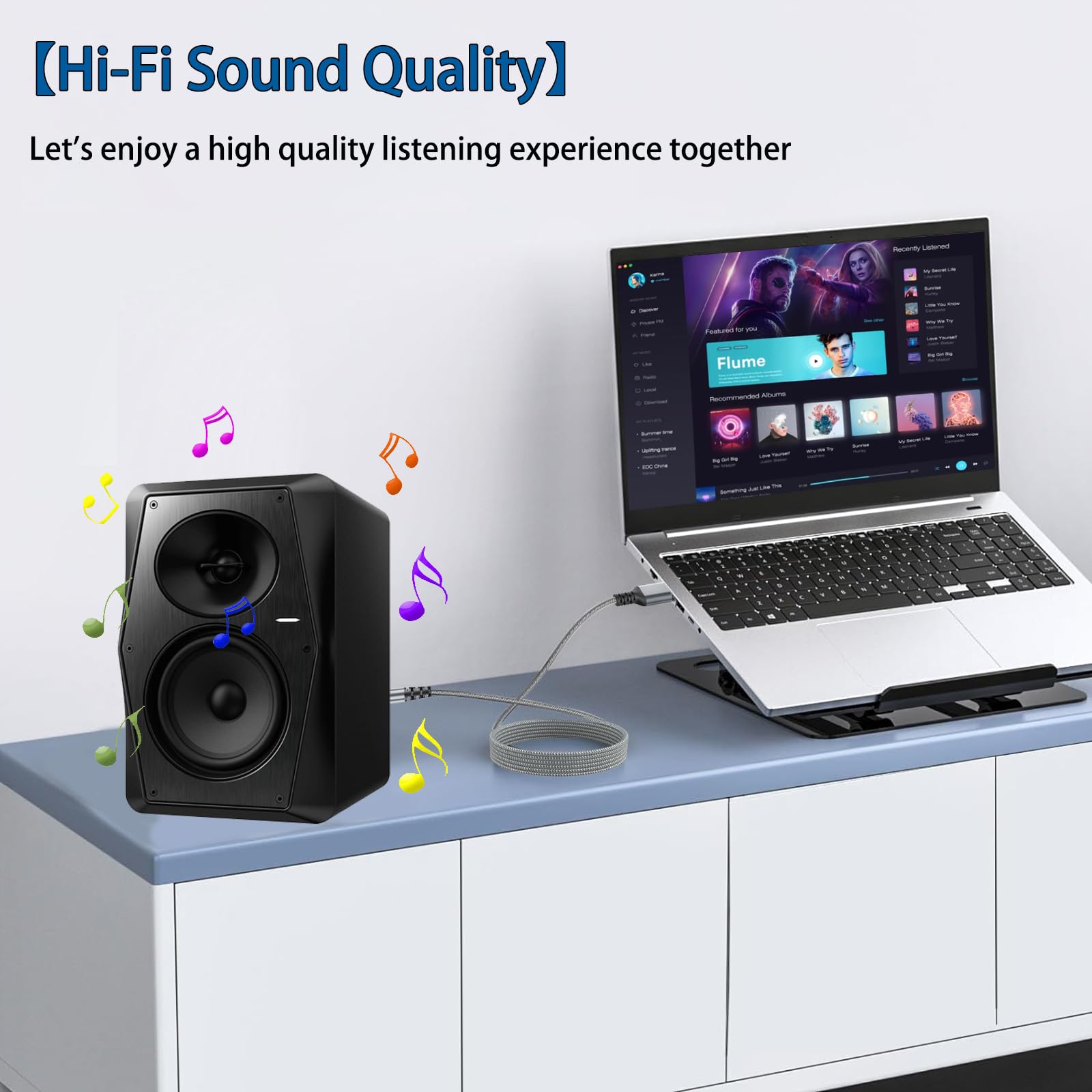 Cavo audio stereo da USB a TRS da 6,35 mm, 3 m da USB A a 6,35 mm maschio, adattatore audio per laptop, Windows, PC, amplificatore, altoparlante, cuffie, Nota: non applicabile a porte USB di