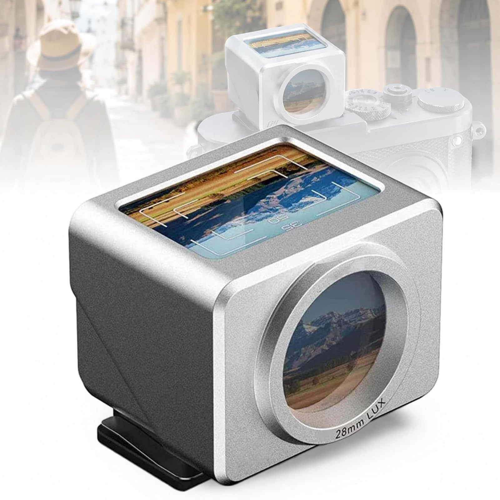 NGARY Camera External Optical Viewfinder, 28mm Optical Waist Level Viewfinder, 35/50/40 Frame Lines Optional and Adjustable Hot/Cold Shoe Mount, For Precise Framing And Improved Shooting Experience