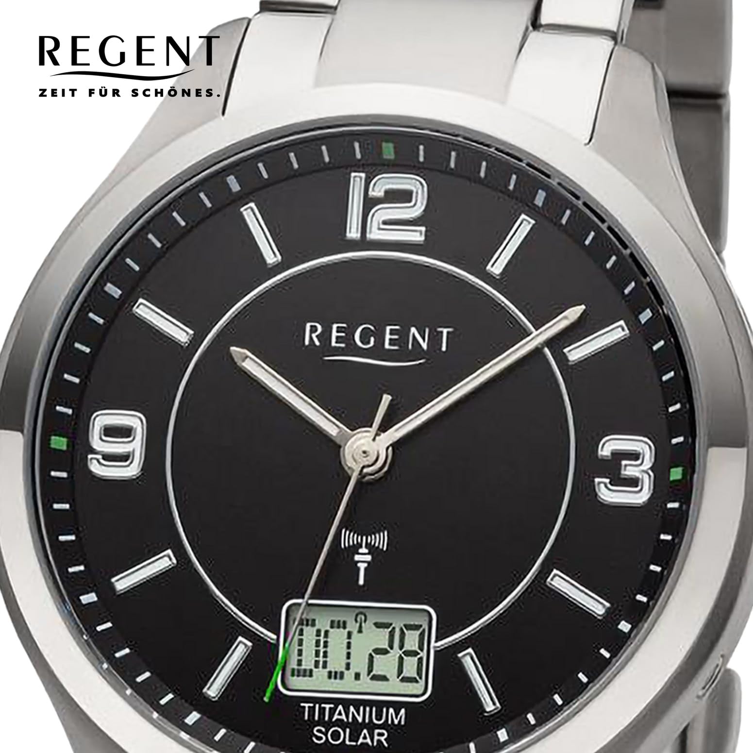Solarny zegar radiowy Titan Regent męski Ø 42 mm BA-715