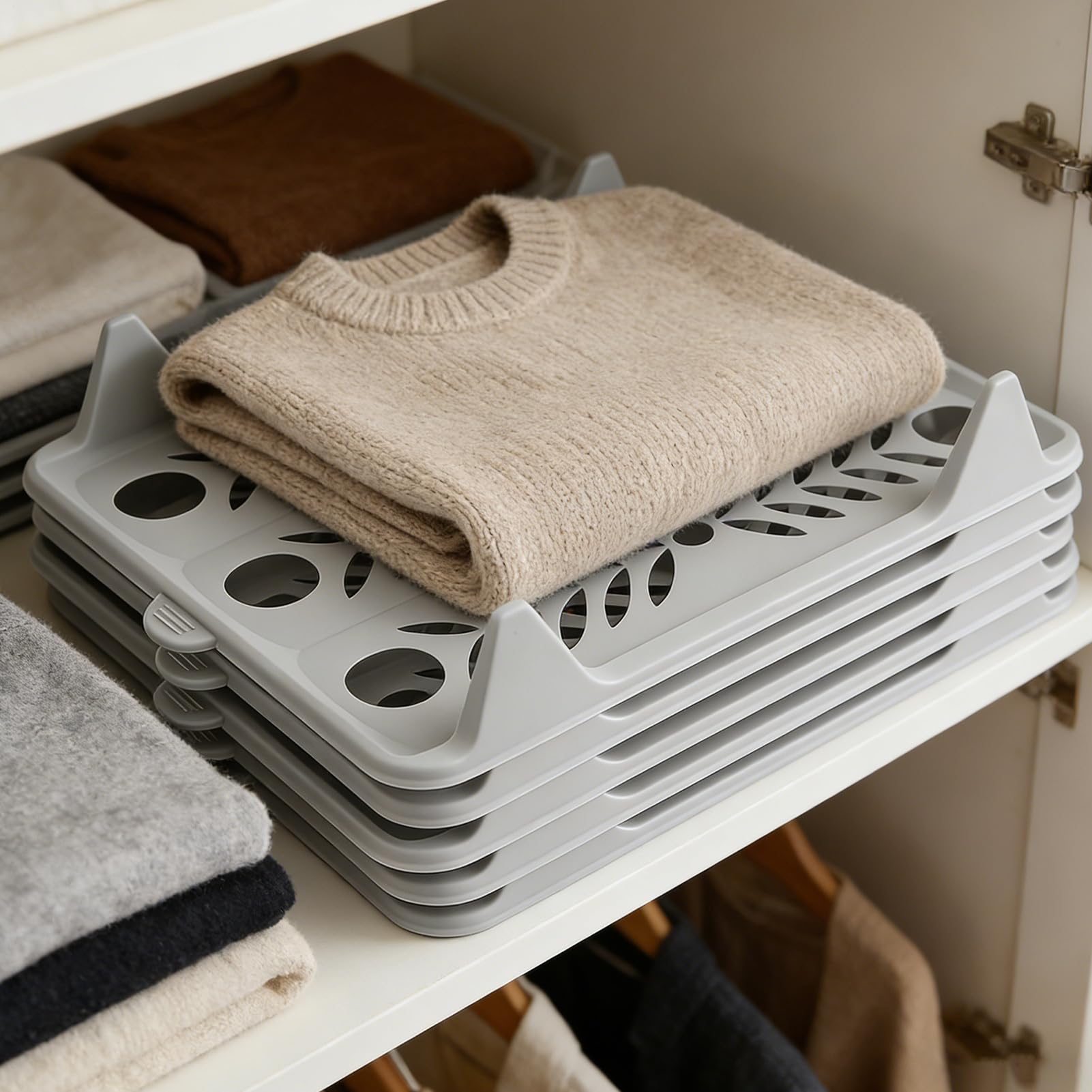 Organizador de Camisas Separador de almacenaje 5 piezas ahorra espacio | Separadores Plegables para Vaqueros para armario interior del hogar: vaqueros, jerséis, camisetas, calcetines y toallas