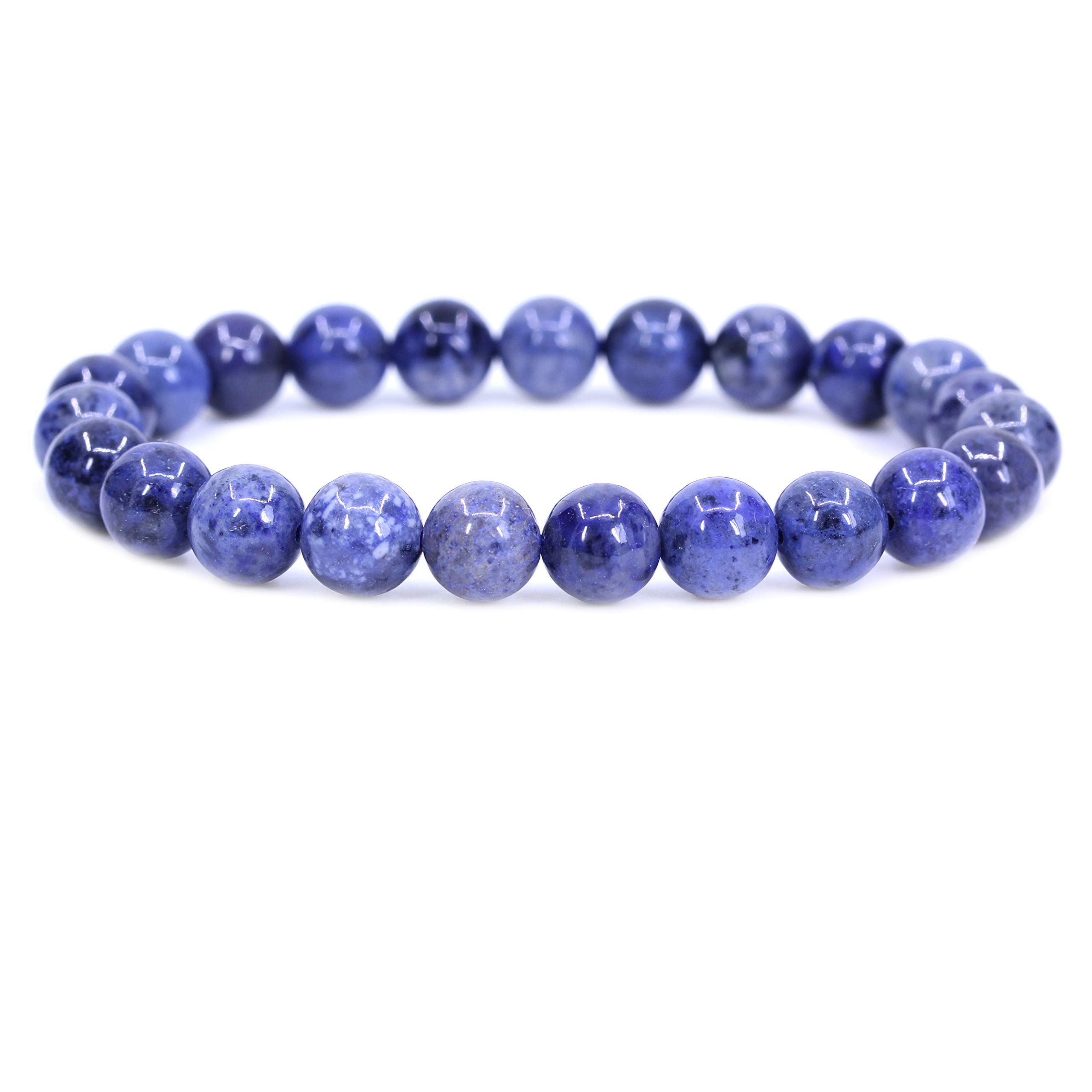 Keleny Gem Semi Precious Gemstones 8mm Natural Quartzite Stone Round Beads Crystal Stretch Bracelet 7 Inch Unisex