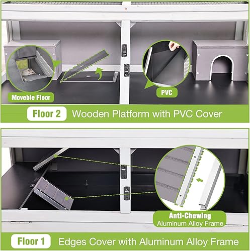 Miniatura 2 de Jaulas de conejillo de indias para hámster antimasticación, 2 pisos, plataforma grande, jaulas para animales pequeños con juguete masticable, cuenco