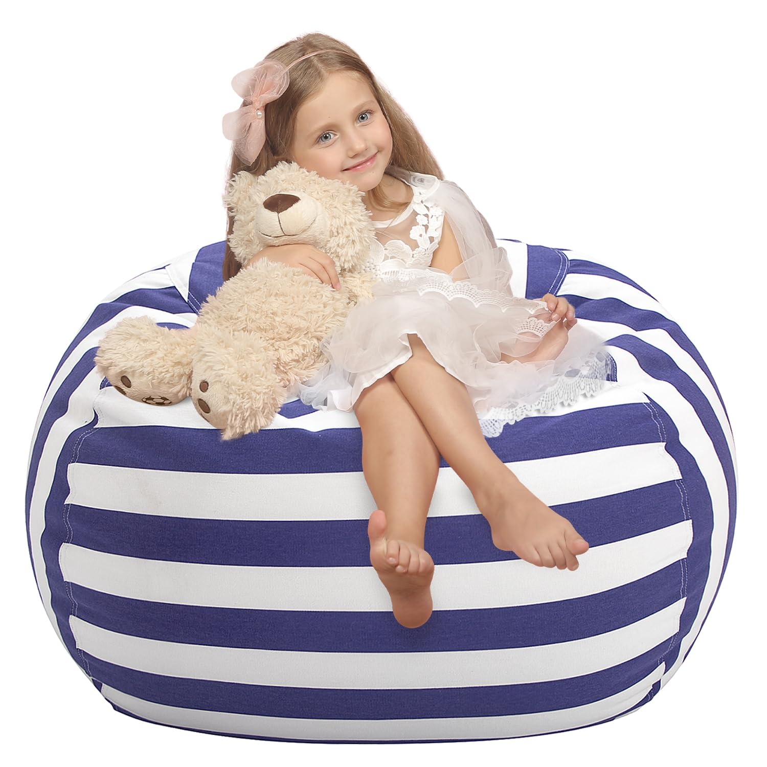 WEKAPO Stuffed Animal Storage Bean Bag Chair Cover for Kids