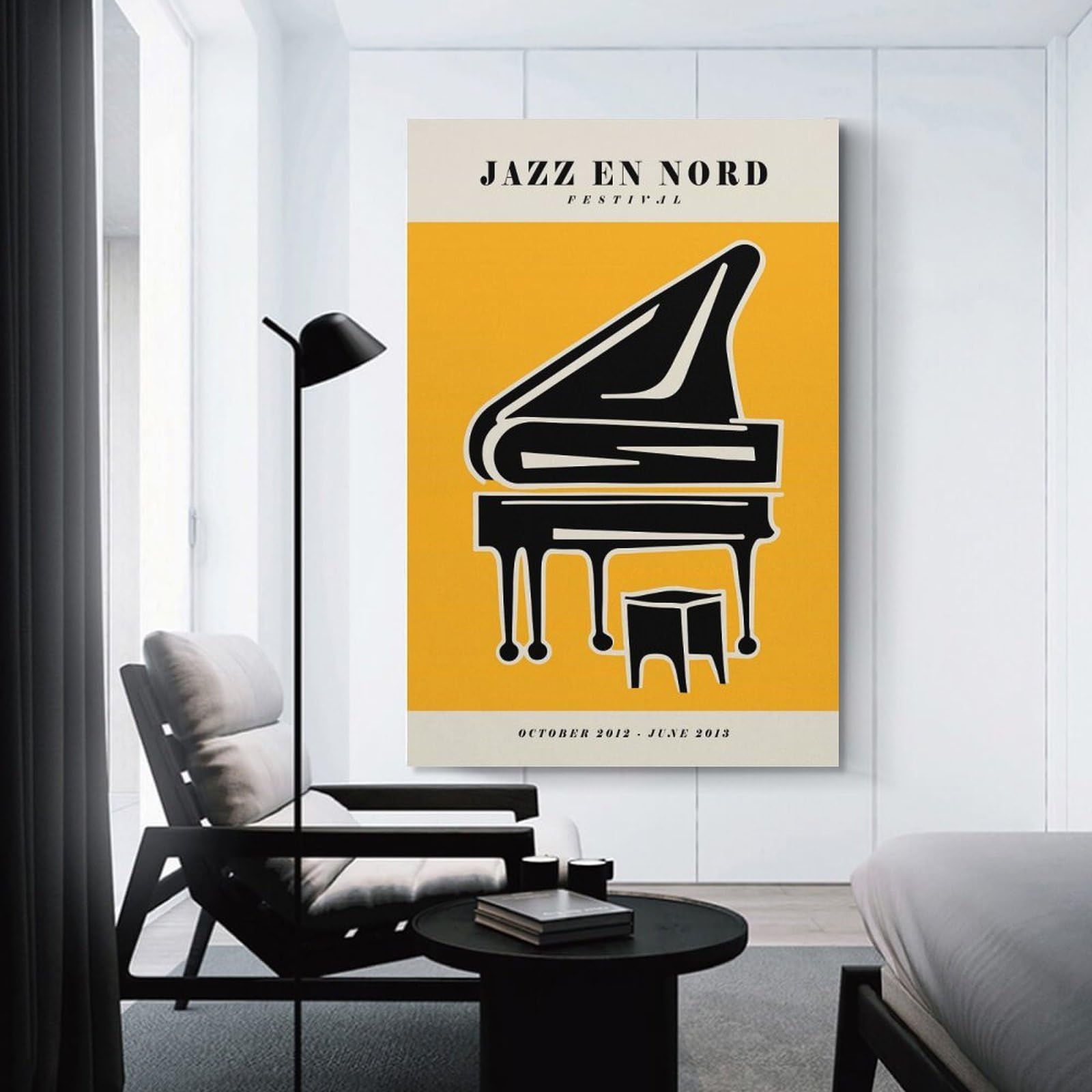 Junmoney Decorative Canvas Print Jazz En Nord Yellow Print, 08x12inch(20x30cm), for Office, Study Or Home Workspace, Decorative Artwork for Productive Spaces