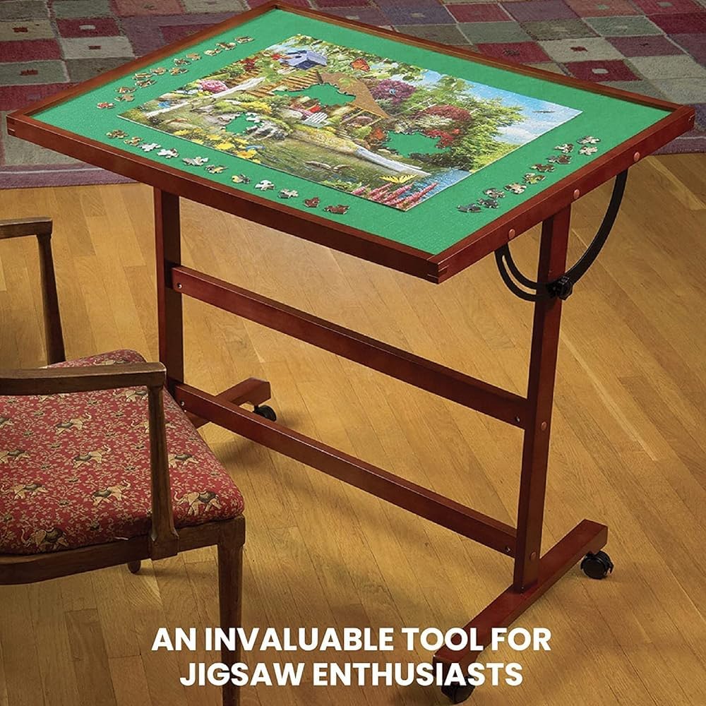 Mesa de rompecabezas de madera de 1500 piezas, tablero de rompecabezas inclinable con superficie antideslizante, ruedas para un fácil transporte, ideal para adultos y adolescentes (tamaño: 32 x 21