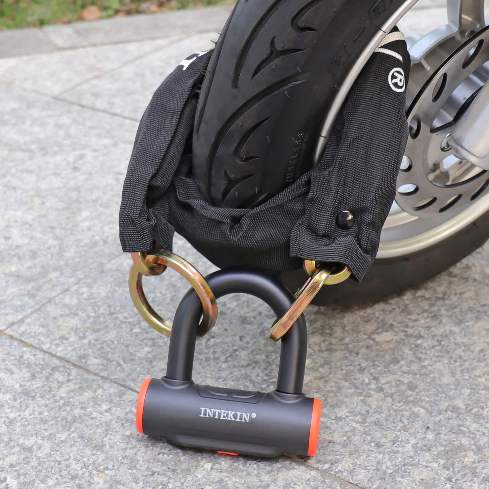 Candado de cadena de acero endurecido de 8 mm, 96 cm, cadena de bloqueo de motocicleta y candado de seguridad, candado de alta seguridad para bicicleta, motocicleta, scooter, puerta, 3 llaves