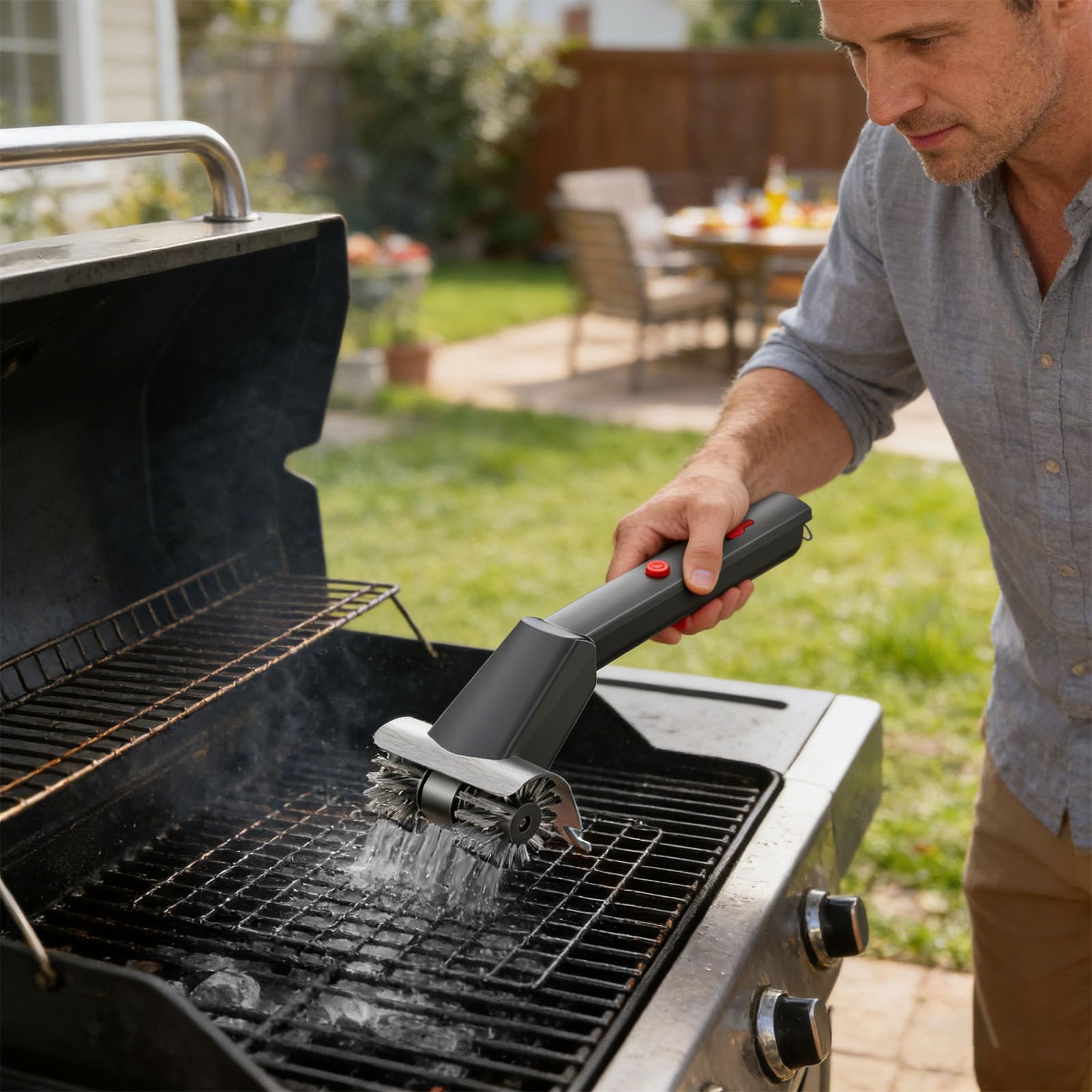 Spazzola elettrica per barbecue con design impermeabile per tutti, ordinario