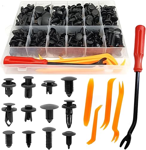 240 clips de retención de parachoques Clips de retención de empuje para automóvil, remaches de plástico, kit de retención de empuje con los tamaños