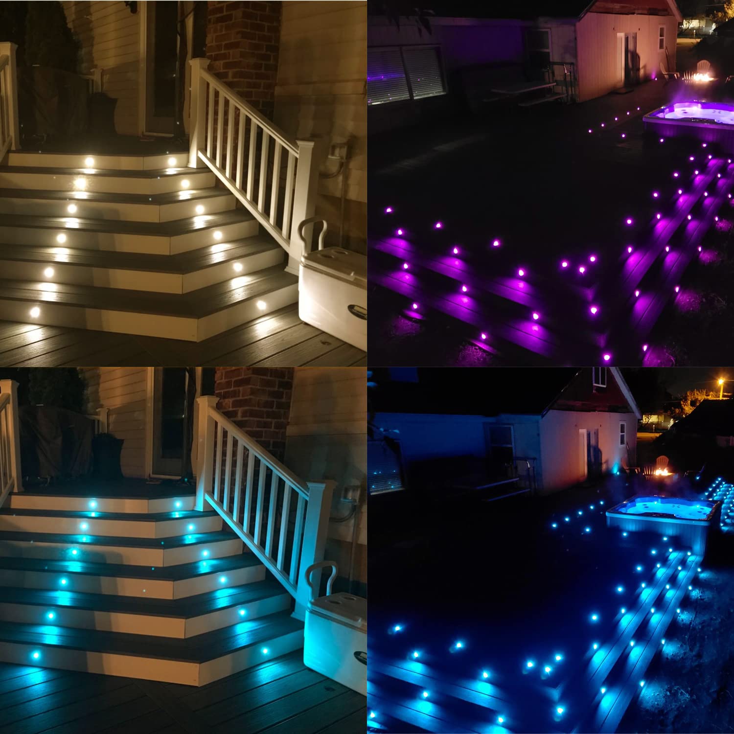 10er Set Terrassen Einbaustrahler RGBWW Boden Einbauleuchten Außen RGB + Warmweiß LED Treppen Beleuchtung Ø45mm Bodeneinbaustrahler IP67 Wasserdicht Einbauspots für Garten Küche Balkon, Schwarz