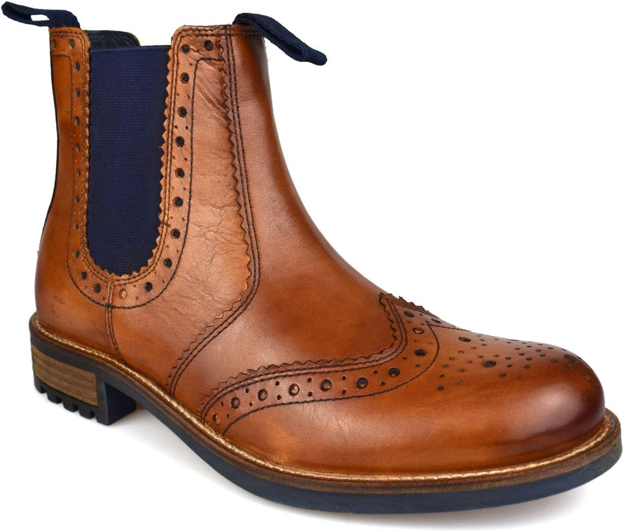 CatesbyTan Leather Mens Brogue Chelsea Boots CX26T