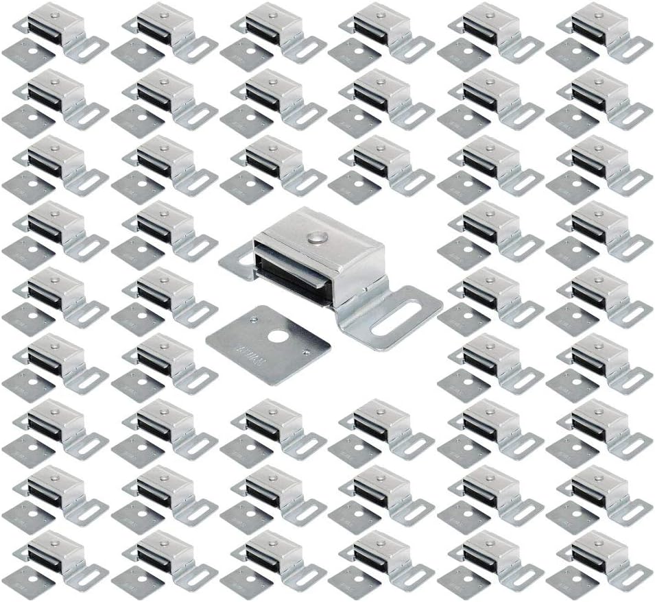 Litepak Magnetic Catch for Cabinet Doors Cupboards Drawers Shutters w/Metal Housing + Strike Plate & Screws (96-Pack)