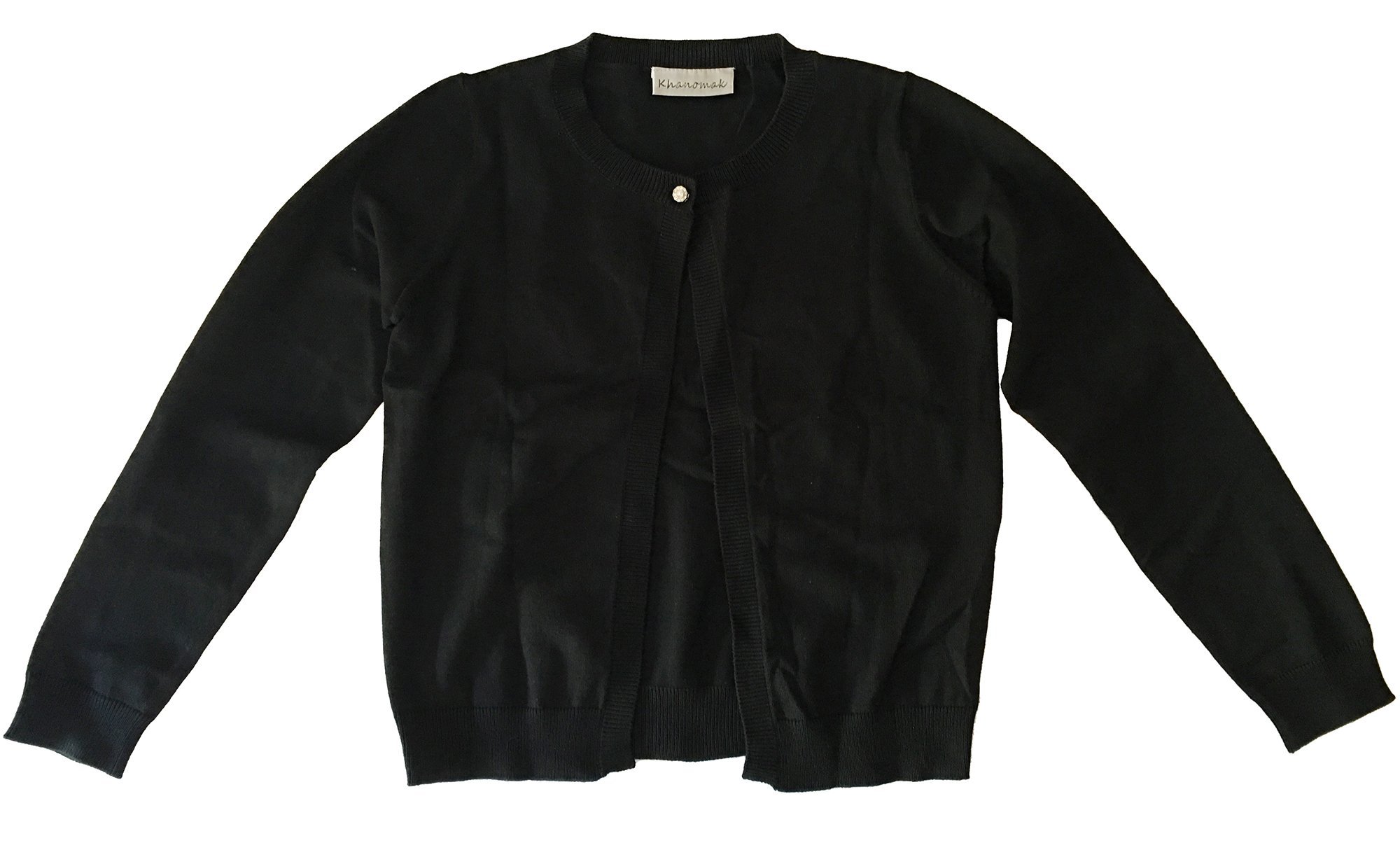 Khanomak Ni–as Recortada Encogimiento Hombros Chaqueta Punto (Tama–o 5/6, Negro)