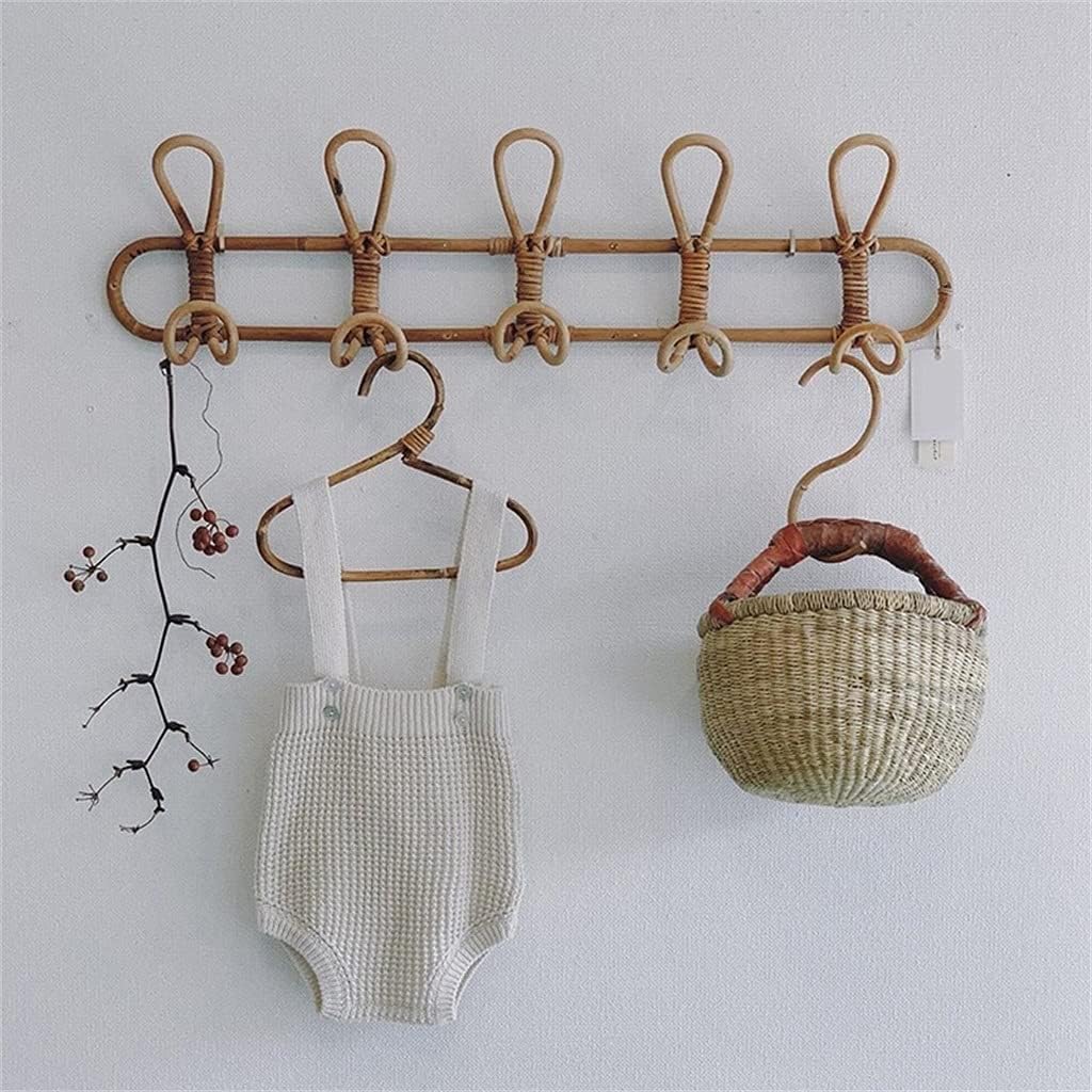 JSEIAJB Large Rattan Wall Hooks Clothes Hat Hanging Hook Crochet Cloth Holder Organizer Hangers Decor for Home Decor