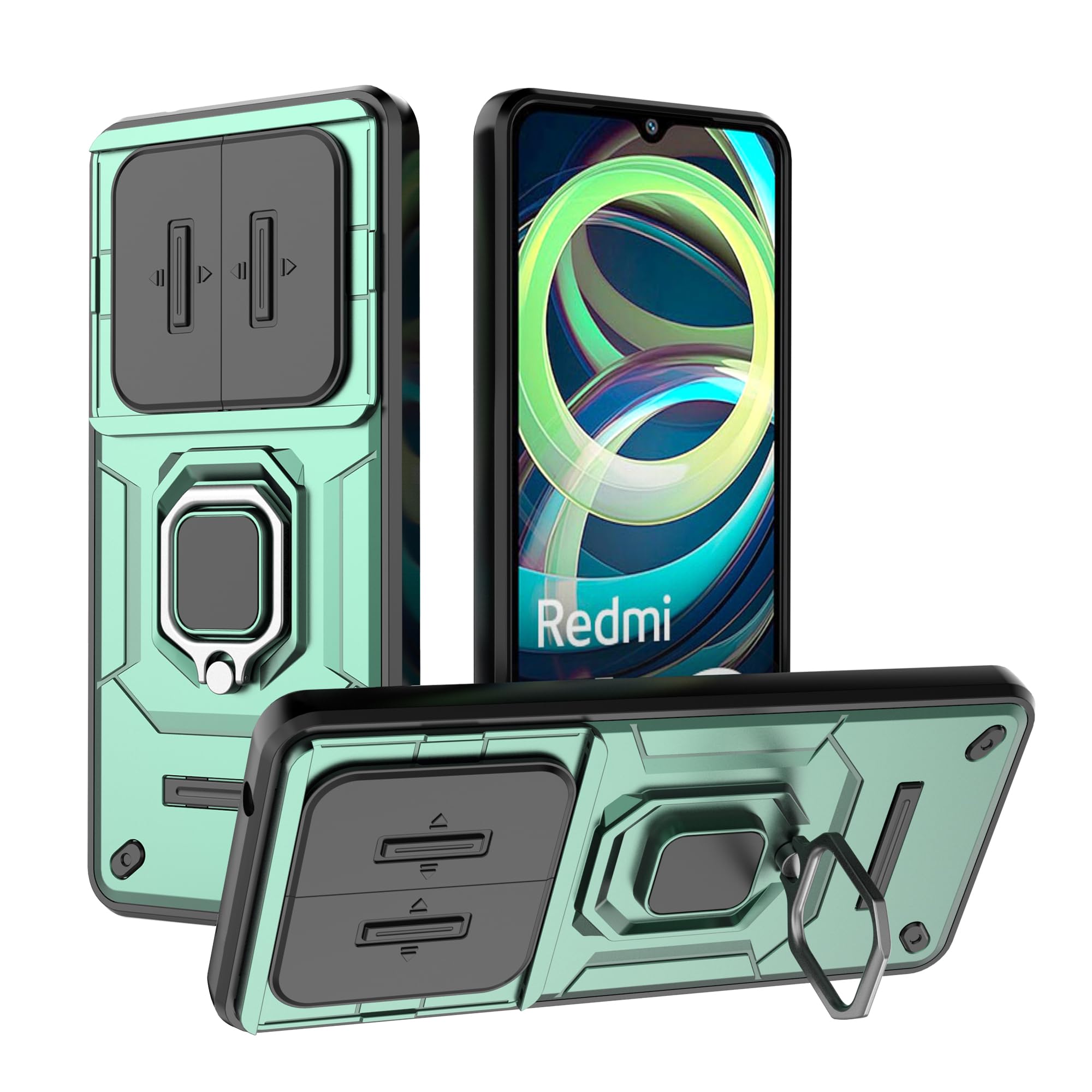 Coque Coque Xiaomi Redmi 14C / Poco C75 Anneau-Support Fleurs Et Strass KADEM Anneau-Support Métallique Et Couverture Caméra Cou