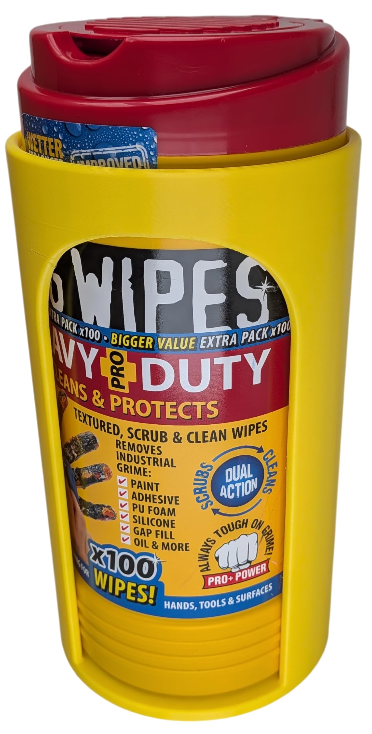 Wipes Tub Holder Compatible with Big Wipes Heavy-Duty Tubs – Wall or Van Mount (Yellow)