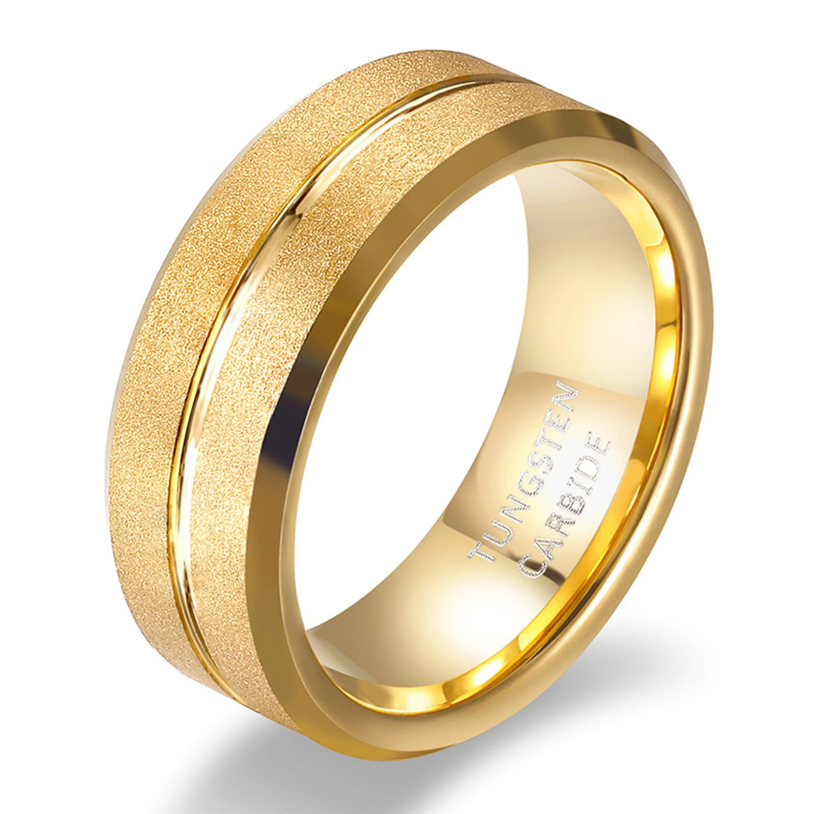 Anello in tungsteno, unisex, 8 mm, spazzolato, con scanalatura, anello di fidanzamento, per lei