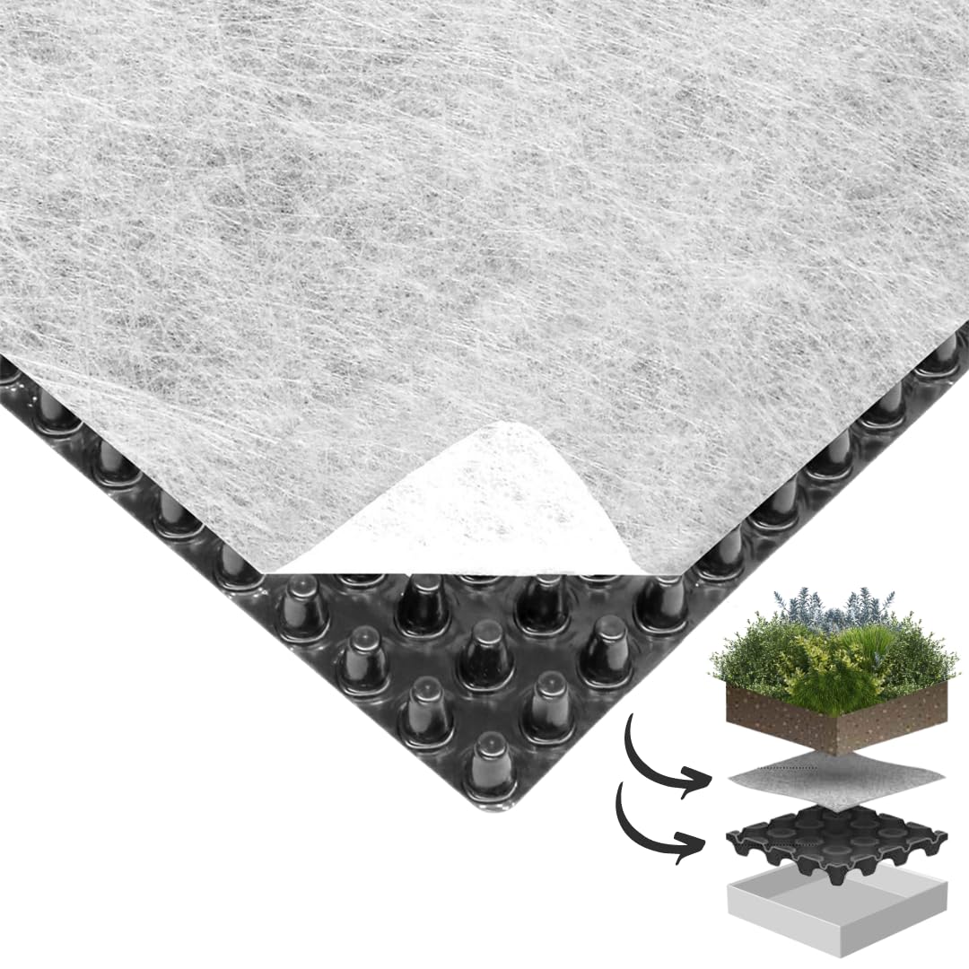 Drainagematte 100x100 cm – für Pflanzdach, Pflanzwanne, Hochbeet & Mülltonnenbox – Drainage gegen Staunässe & Wurzelfäule – einfache Verlegung – langlebig & anpassbar