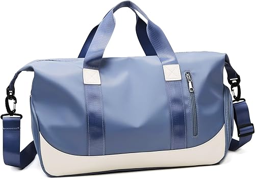 Miniatura 7 de Arouselove Bolsas de lona deportivas para mujeres y hombres, bolsa de gimnasio portátil con bolsillo húmedo y compartimento separado para zapatos,