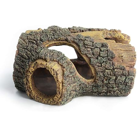 hygger Betta Log Resin Hollow Tree Trunk Ornament, Betta Fish Accessories, Aquarium Decorations Wood House Small and Medium Fish Tank Decor