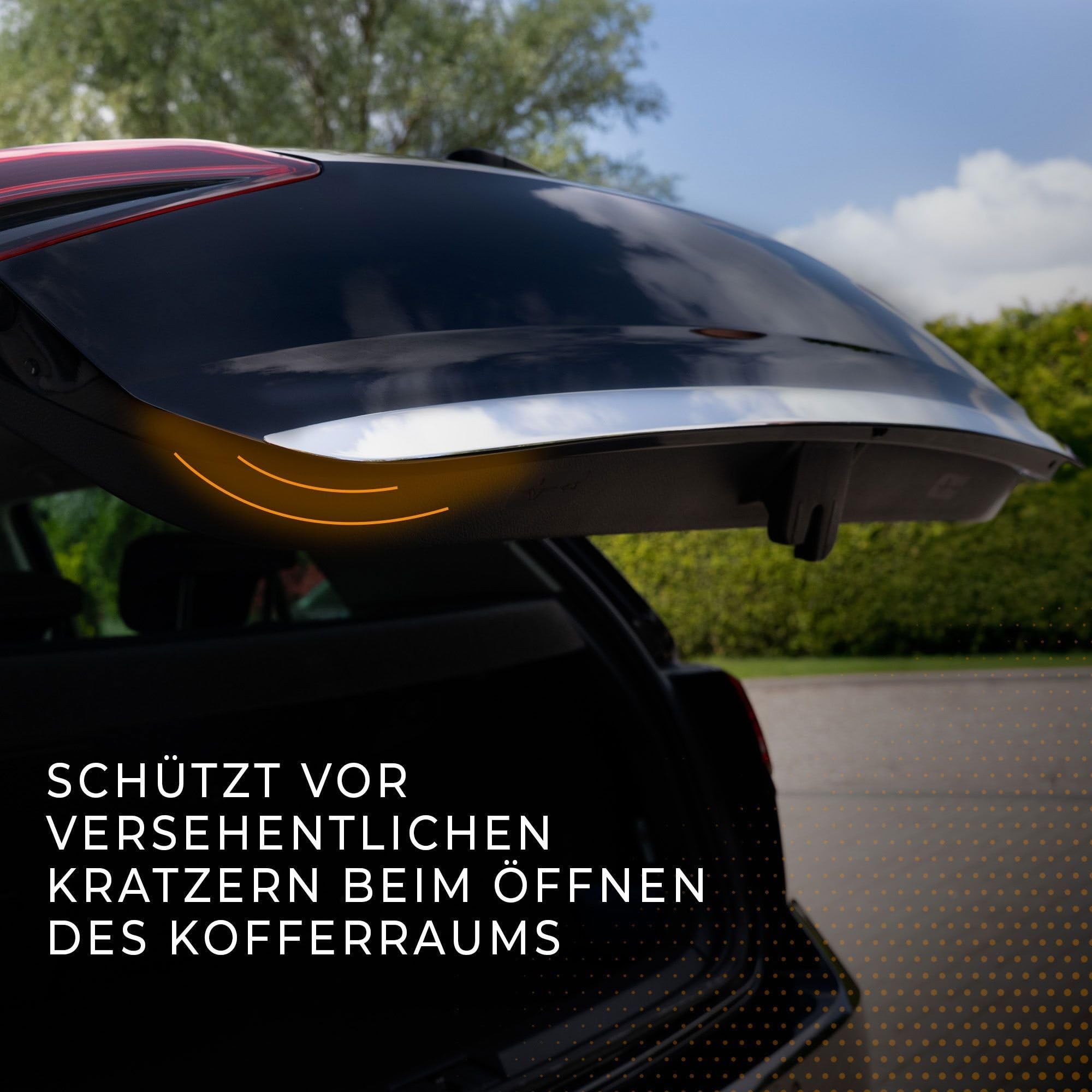 CHROMEMASTER | Schutzleiste Zierleiste der Heckklappe, Kofferraumklappe Kompatibel mit VW Multivan T6 2015-2019 | Edelstahlleiste der Heckklappenkante; Die Leiste schützt den Lack vor Kratzern
