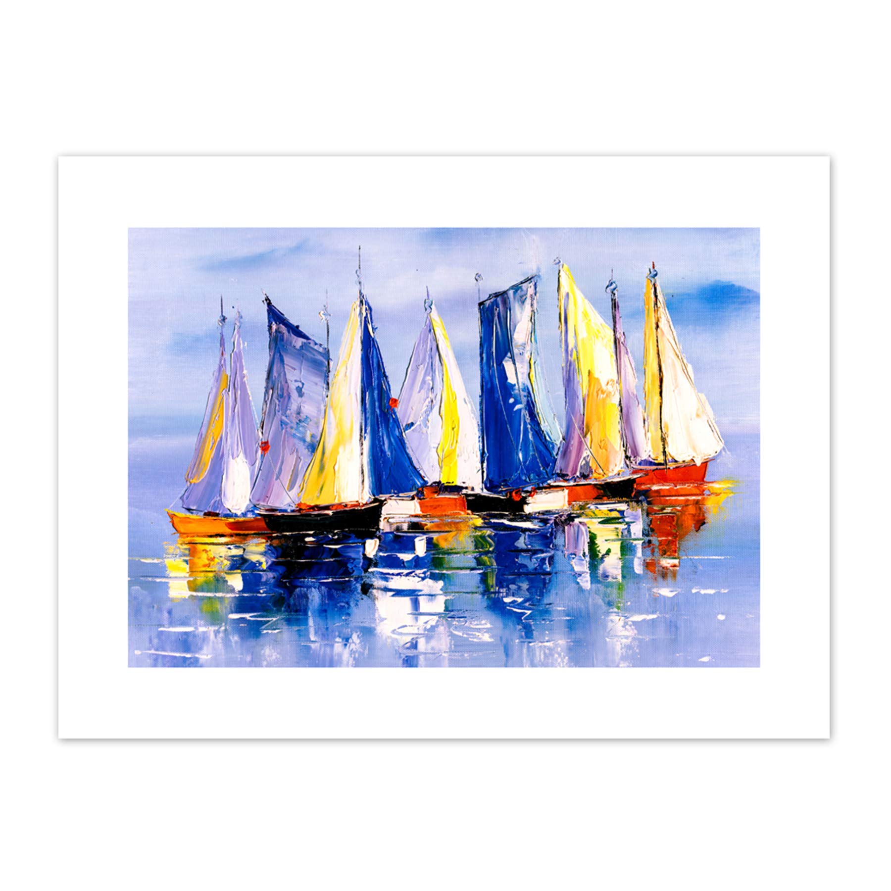 Wee Blue Coo Boats Sailing At Sea Art Print Canvas Premium Wall Decor Poster