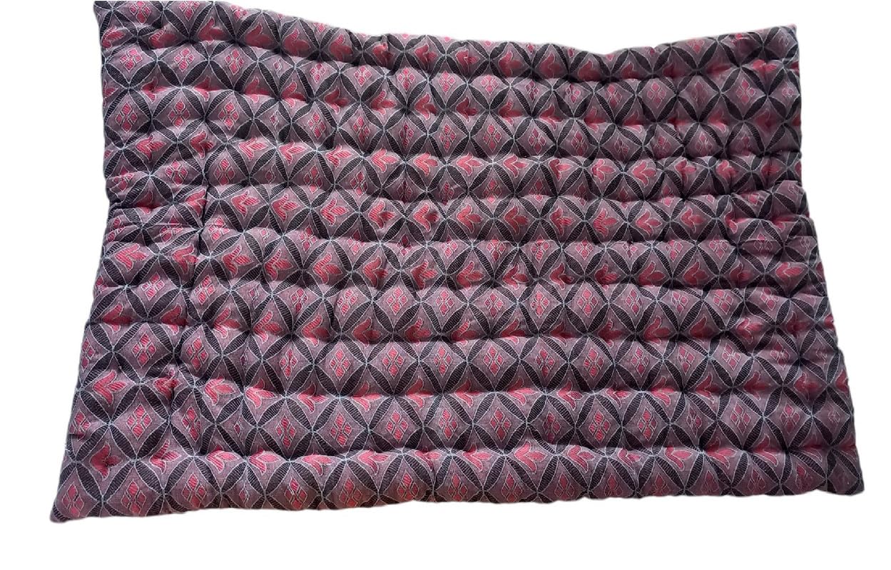 Adim's Cotton Filled Quilt Mattress | Soft & Reversible, Foldable, Lightweight Medium-Firm Bed Mattress | 5x6 ft | Red Embroidery | 100% Recyclable Black Hosiery Cotton