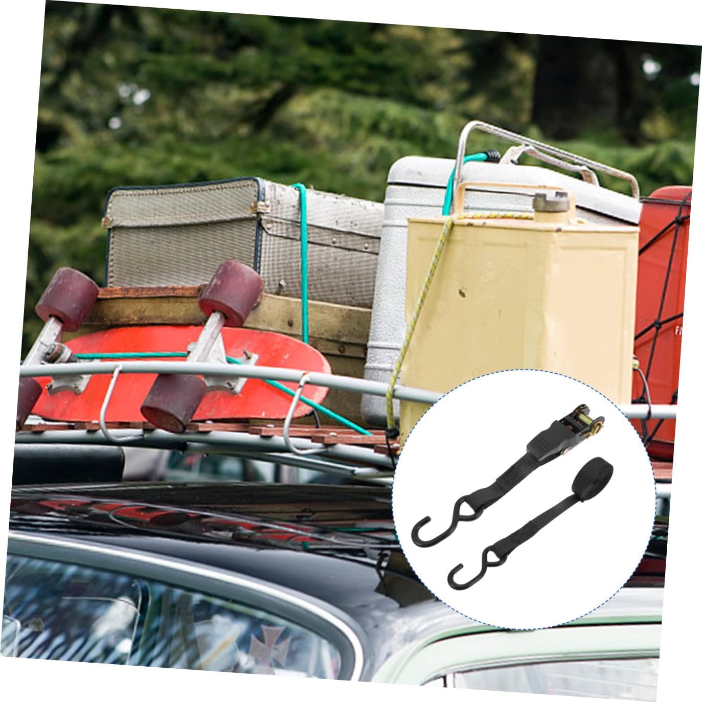 2sets Tow Strap Ratchet Belt Luggage Straps Car Luggage Fixing Belt Cargo Tightening Rope