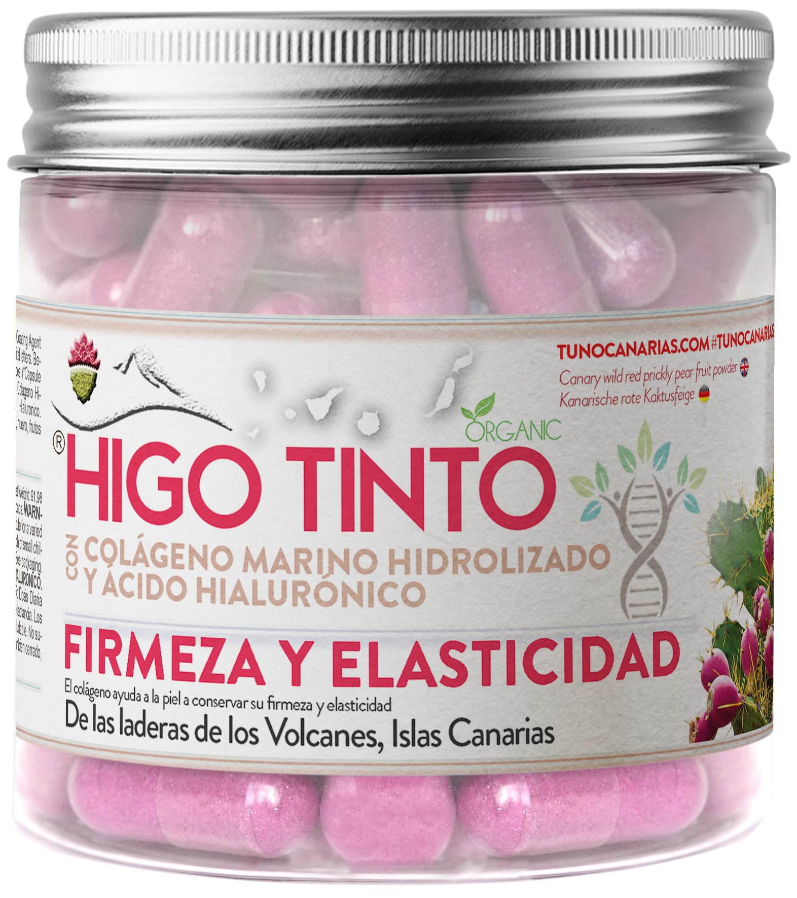 HIGO TINTO de Tuno Canarias con Ácido Hialurónico y Colágeno (90 Capsulas), Suplemento de Origen Natural y Vegano - Huesos, Articulaciones y Cartílagos Fuertes - Piel Tersa y Energía