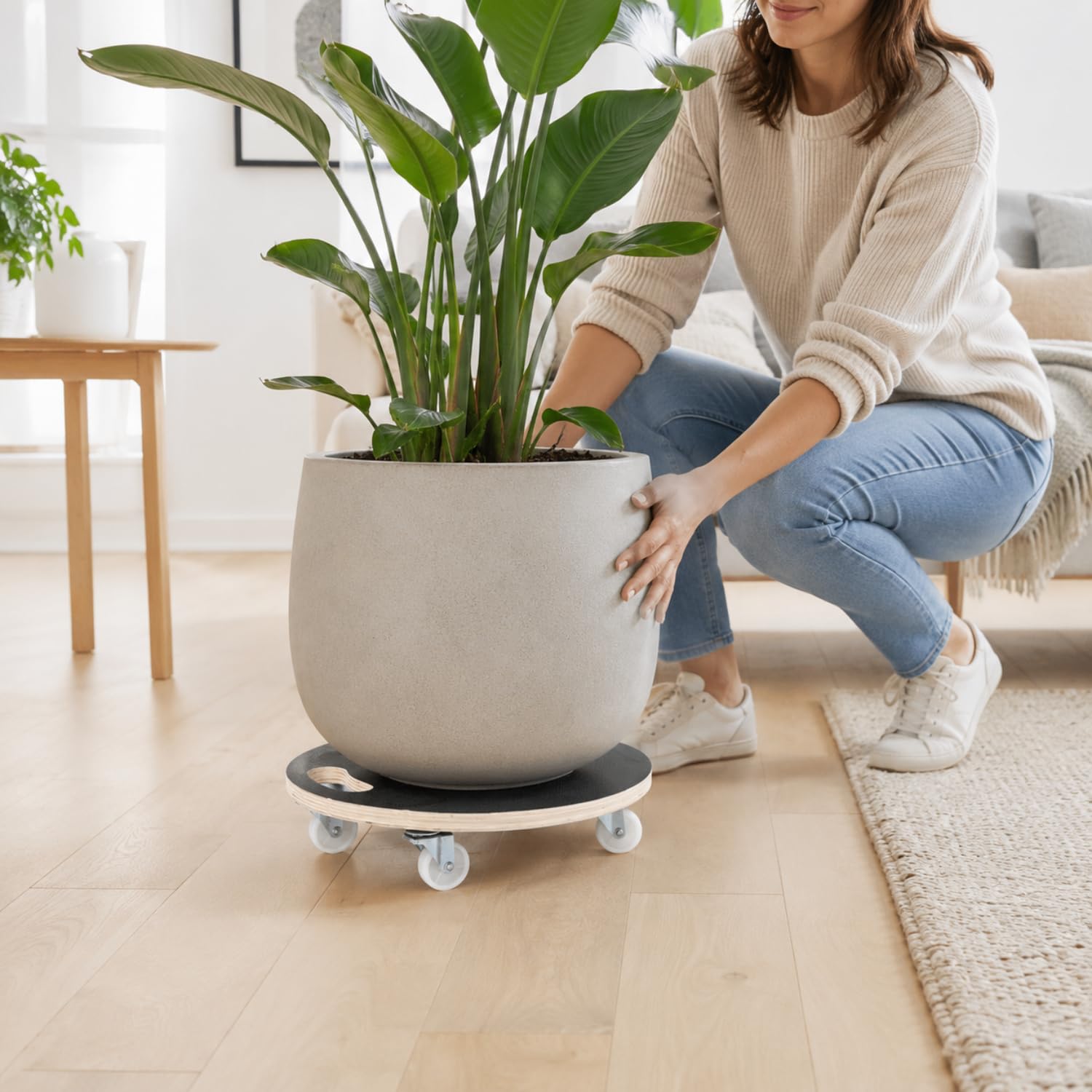 Green>it® Chariot à Plantes en Bois plaqué Ø 30 cm