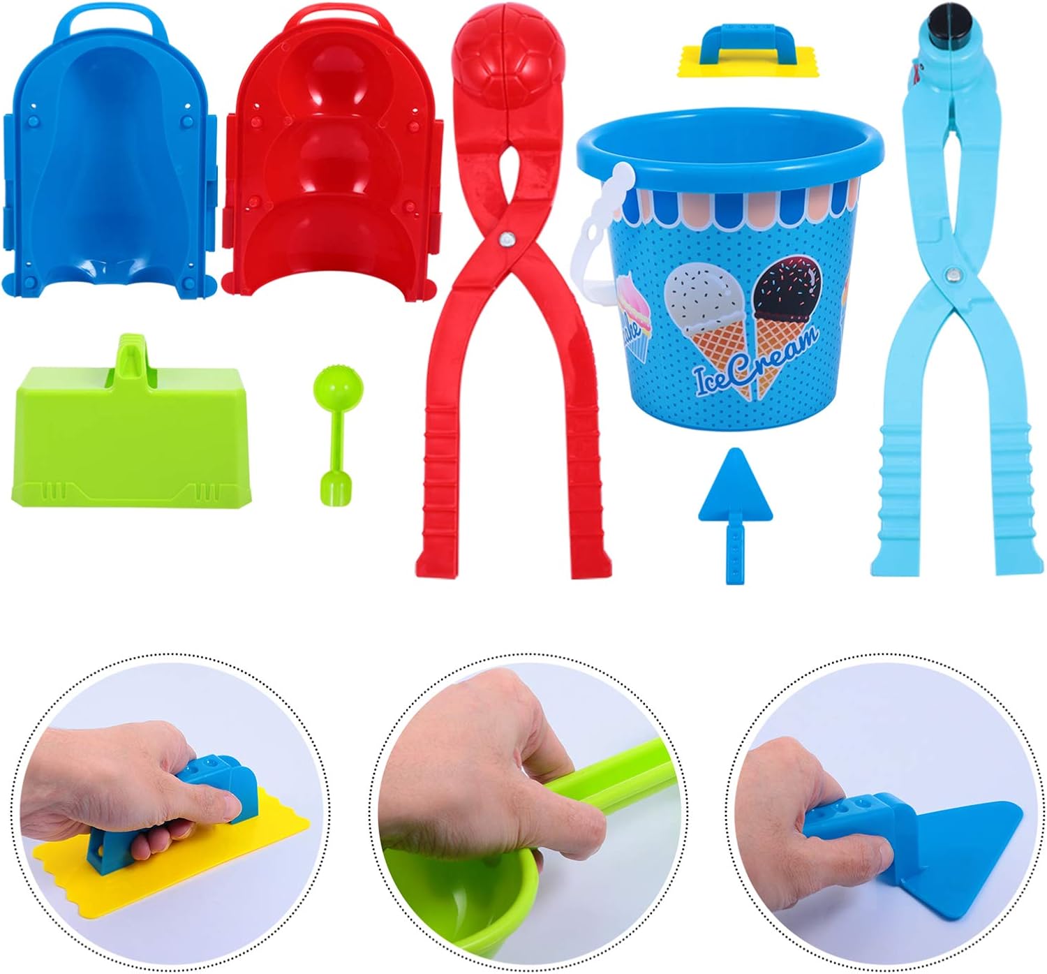 Garneck 9pcs Snowball Maker Tool with Handle Snowball Clip Toy Molds Snow Brick Mold Basket for Kids Children Adults Winter Outdoor Snow Ball Fights Games Activities : Toys & Games