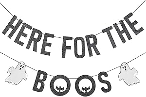 Black Here for The Boos Banner Halloween Party Banner